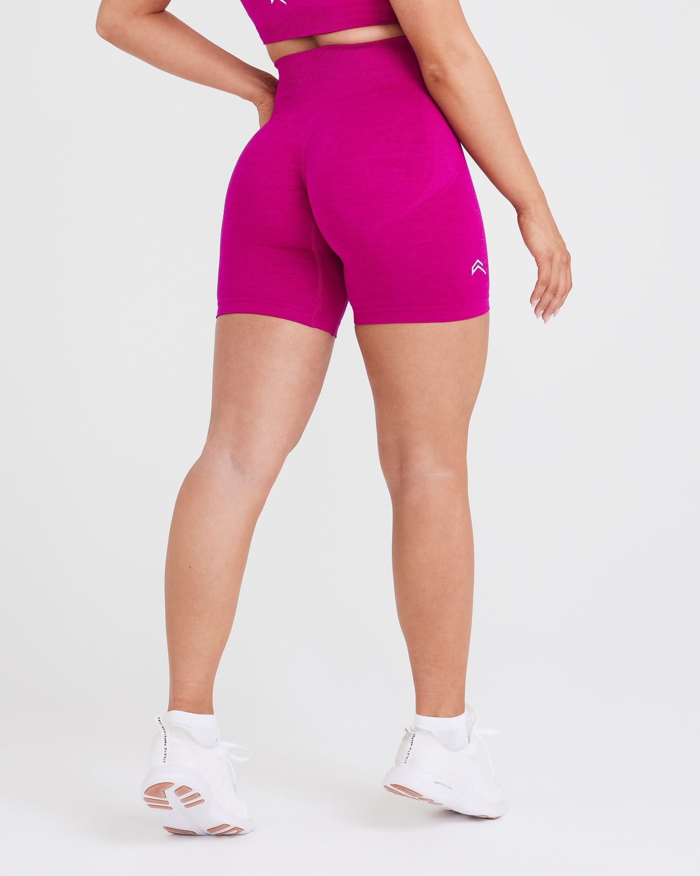 Alternative view of EffortlessLift Seamless Shorts with White Logo | Fuchsia