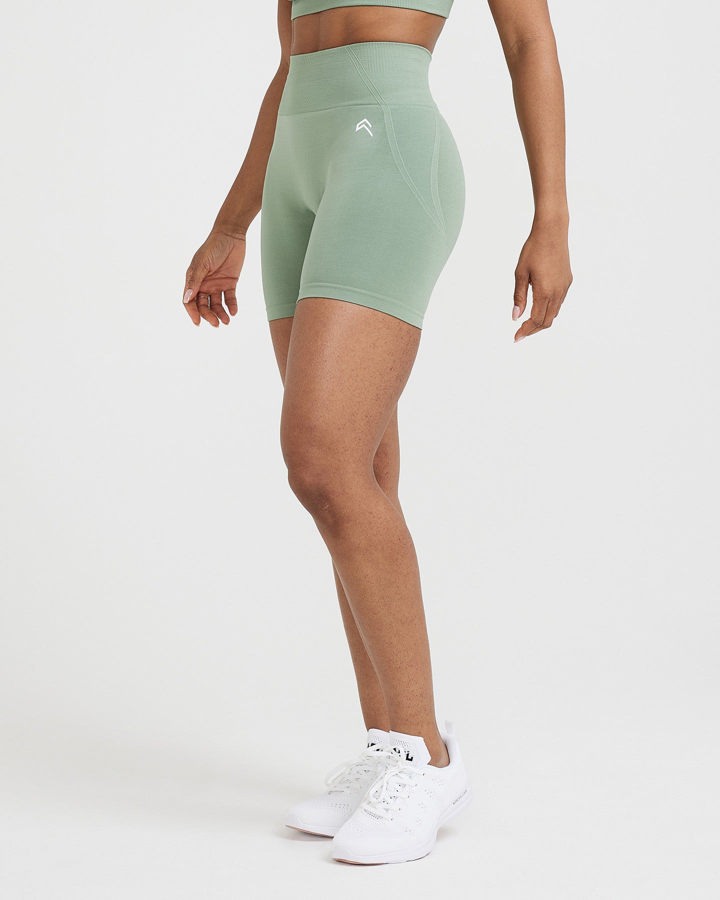 Alternative view of EffortlessLift Seamless Shorts with White Logo | Sage