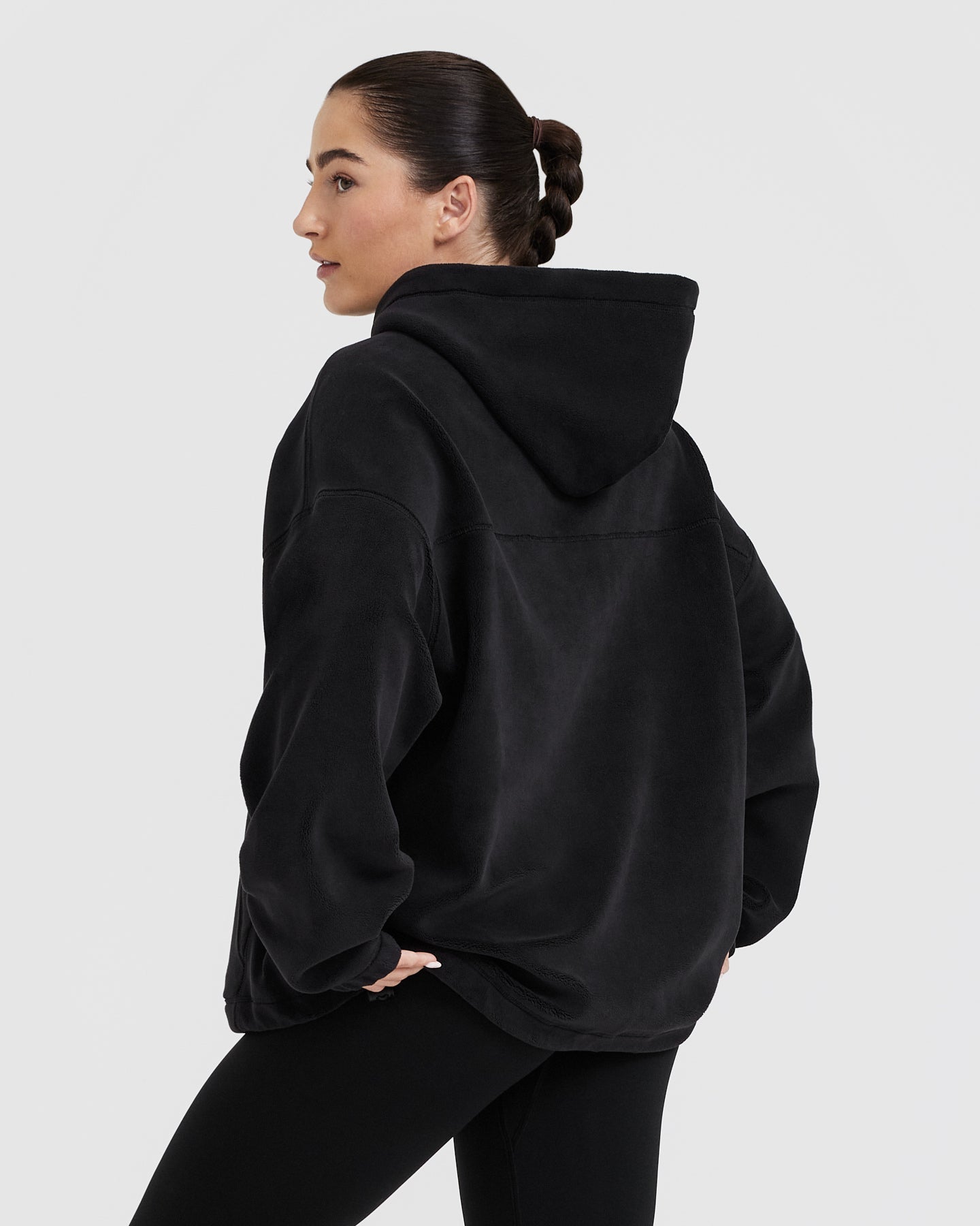 Fleece Oversized Hoodie | Black - Image 2
