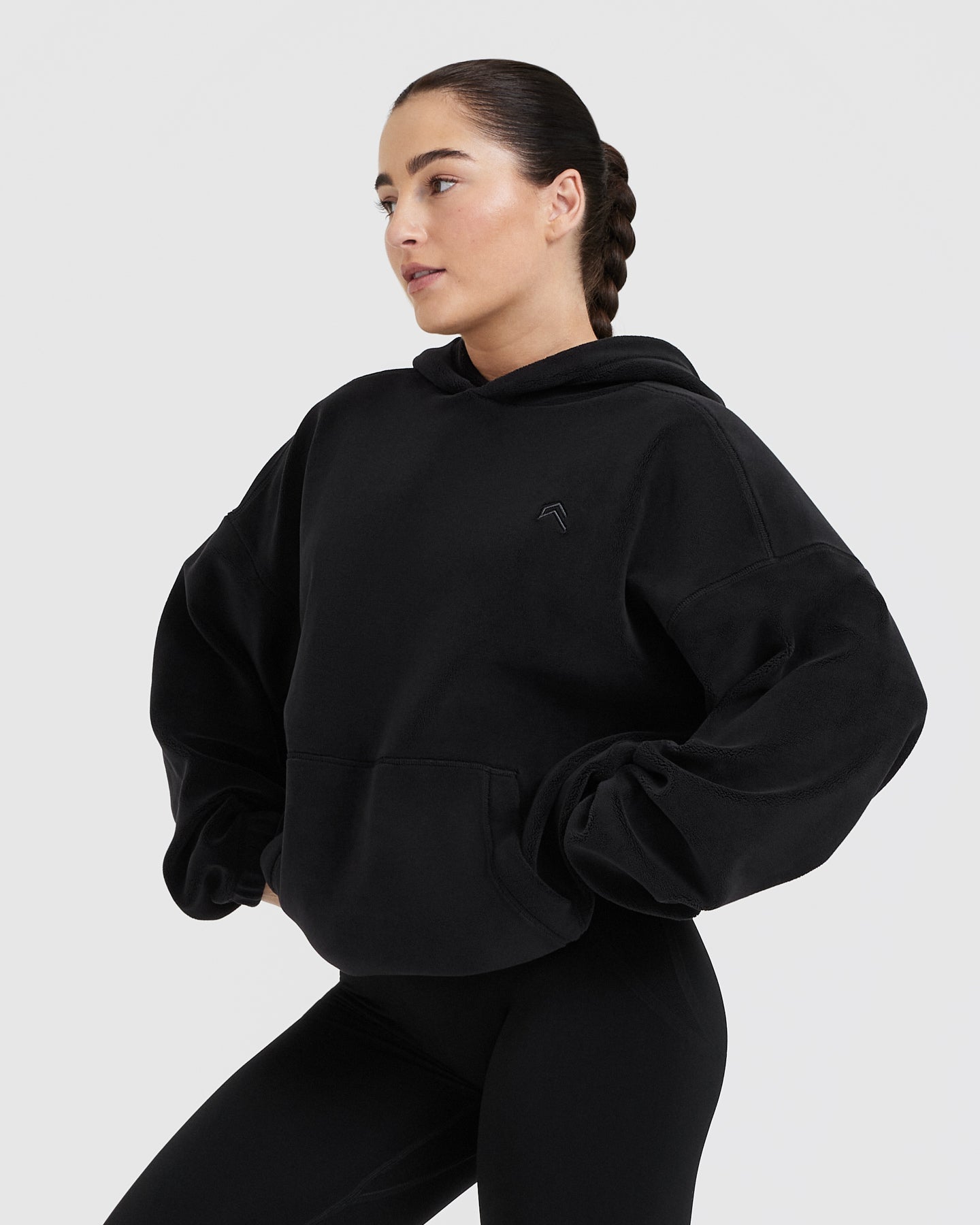 Fleece Oversized Hoodie | Black - Image 3