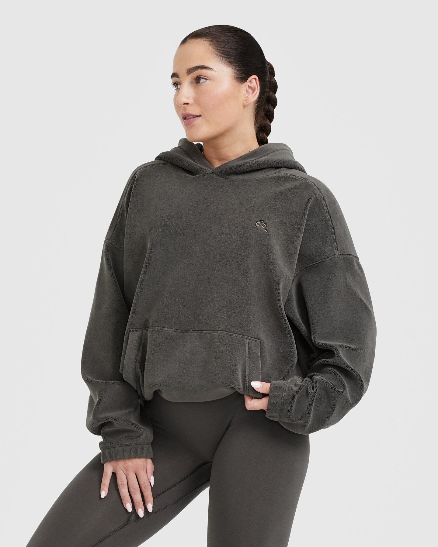 Fleece Oversized Hoodie | Deep Taupe - Image 3