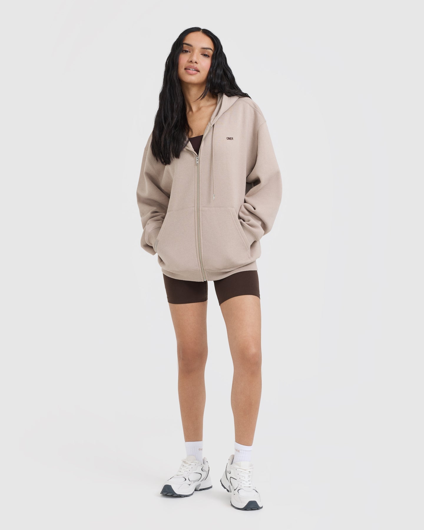Foundations Zip Through Hoodie | Mushroom Brown - Image 5