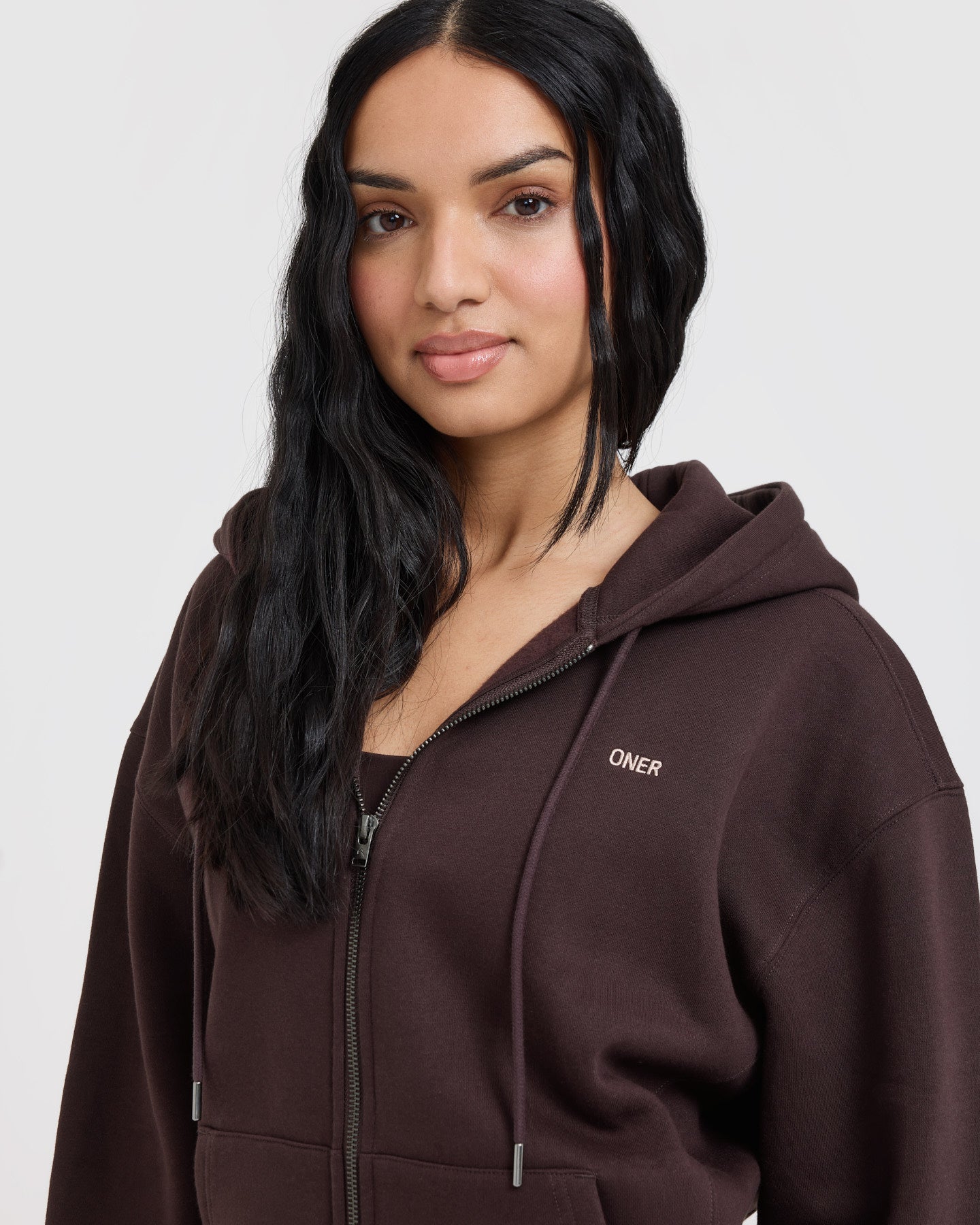 Foundations Zip Through Hoodie | Plum Brown - Image 4