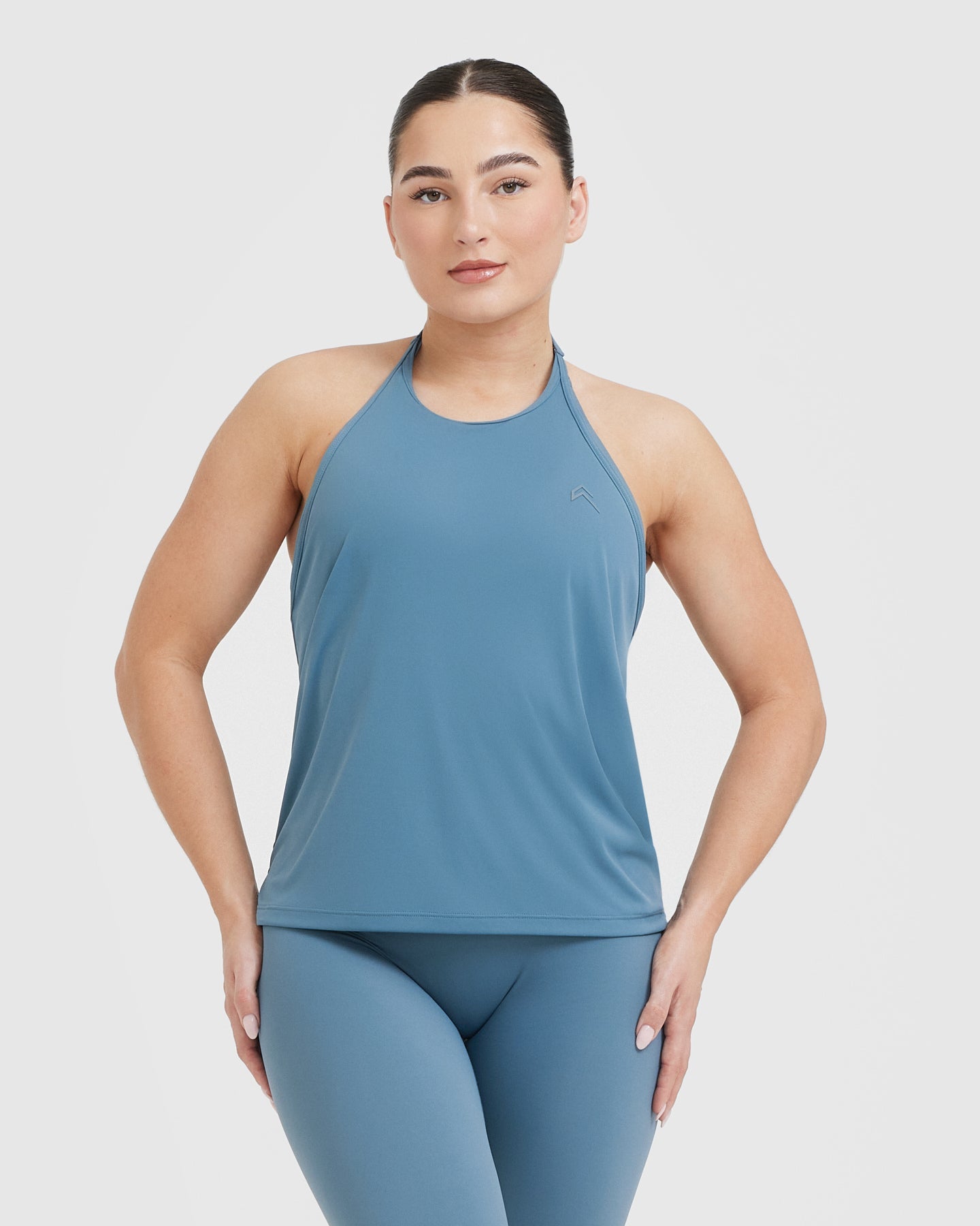 Go To High Neck Loose Crop Vest | Moonstone Blue