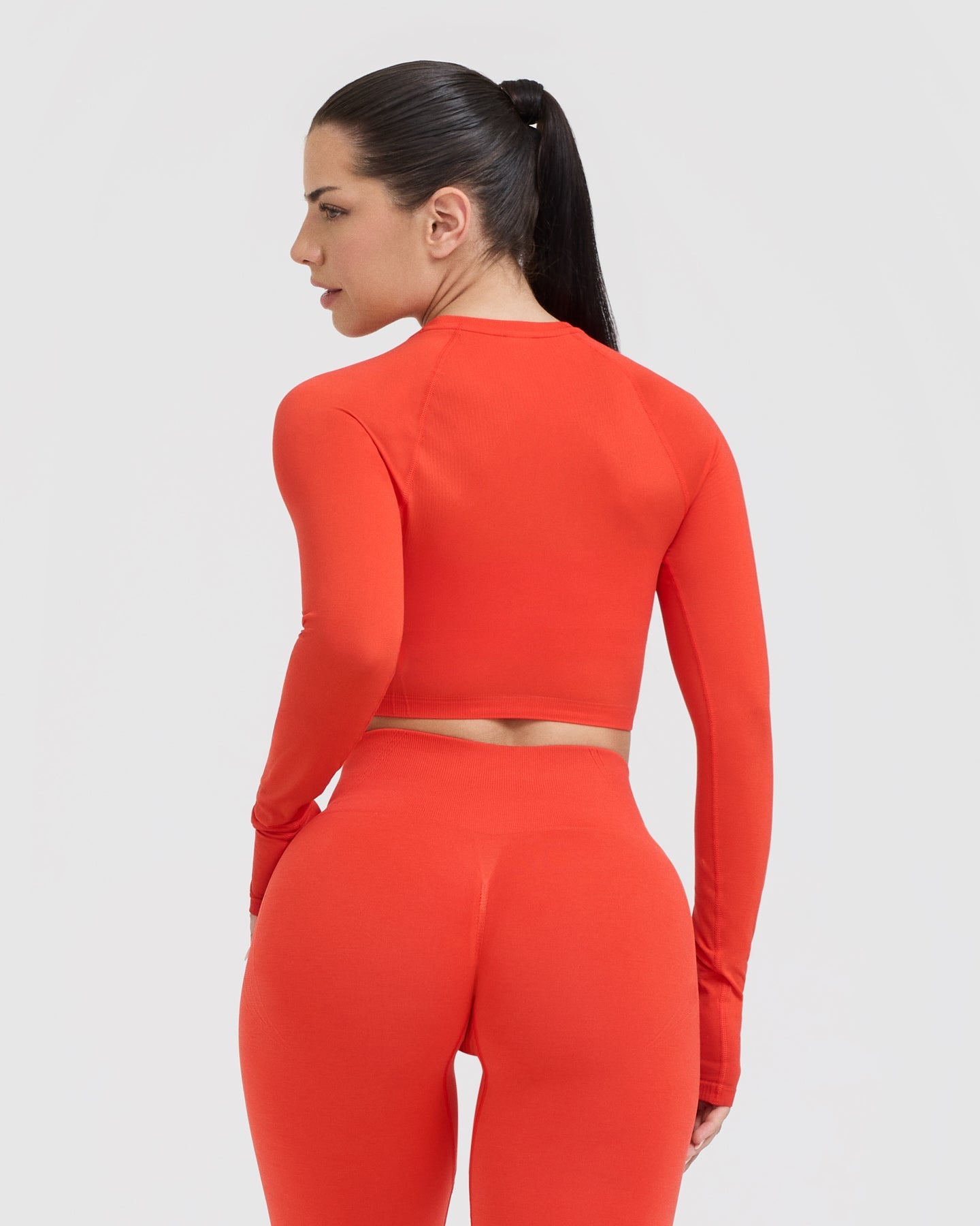 Alternative view of Go To Seamless Fitted Crop Long Sleeve Top | Charged Orange