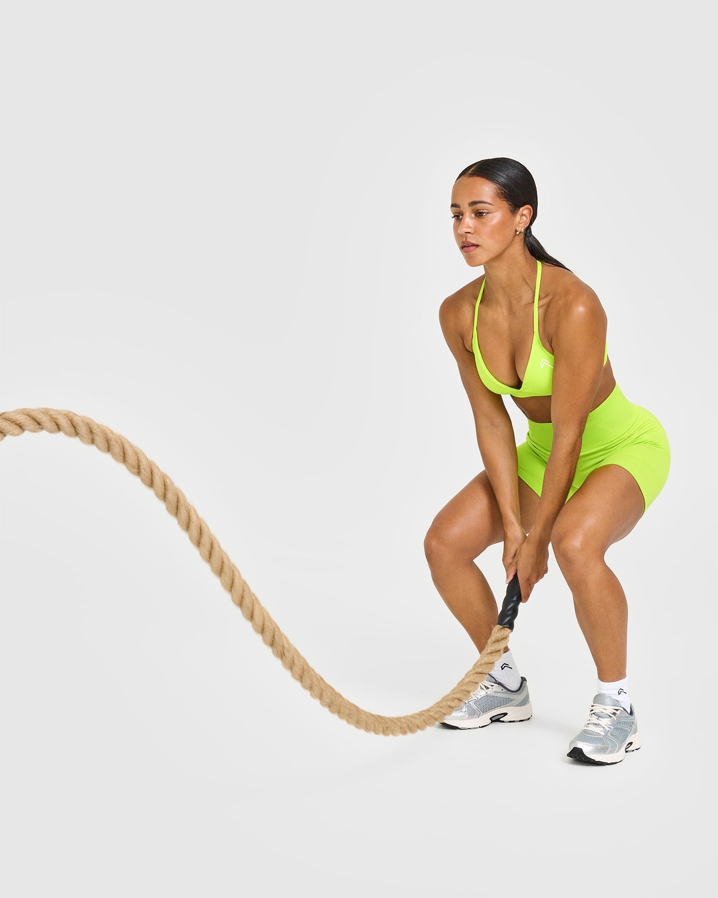 EffortlessLift Seamless Shorts with White Logo | Charged Lime Green - Image 6