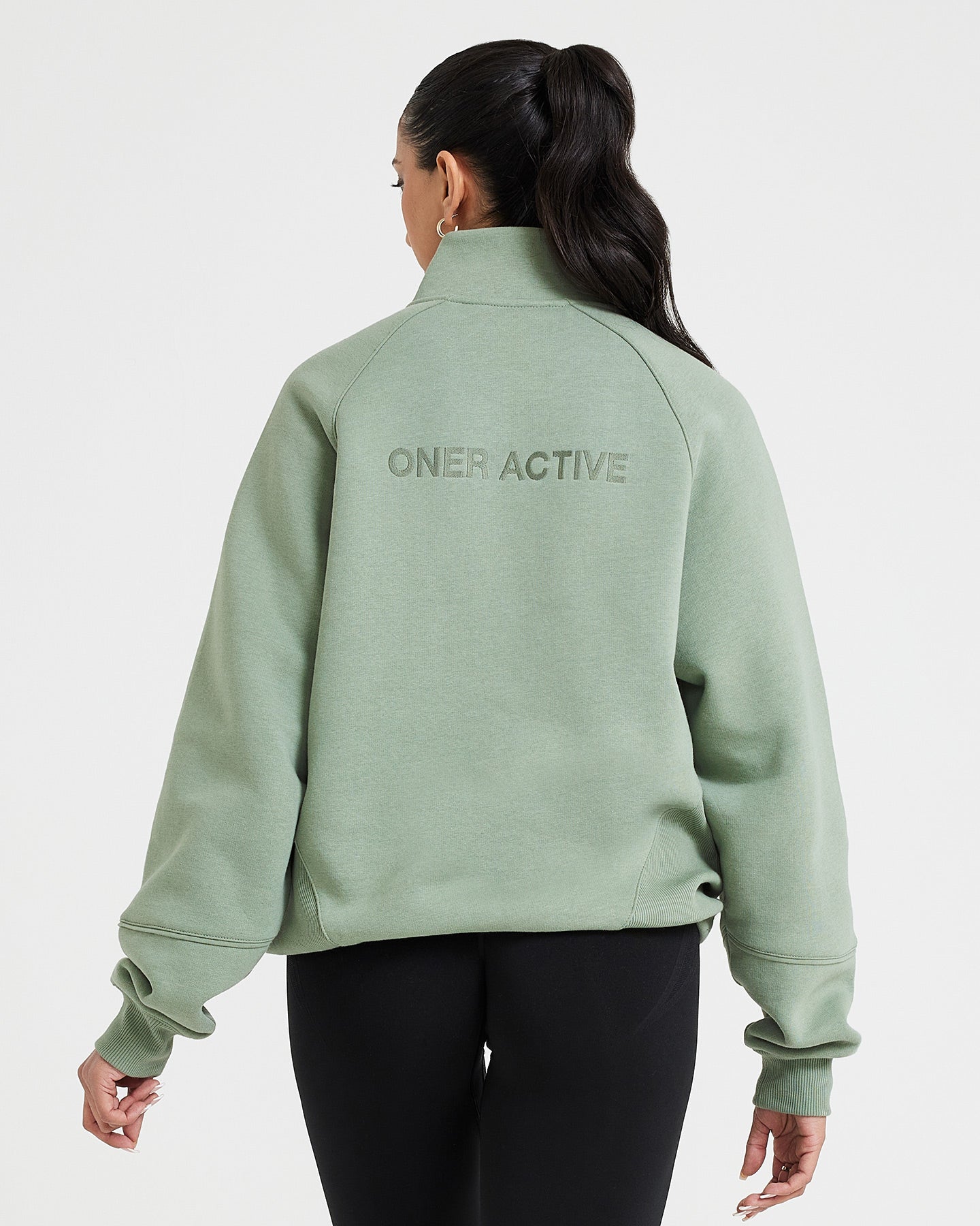 Classic Lounge 1/2 Zip Sweatshirt | Sage - Image 2