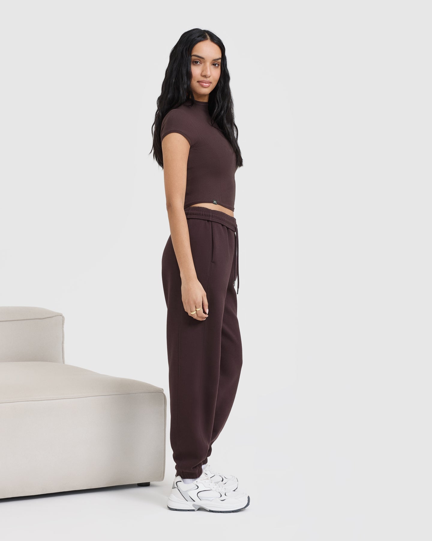 Mellow Rib Mid Mock Neck T-Shirt | Plum Brown - Image 4