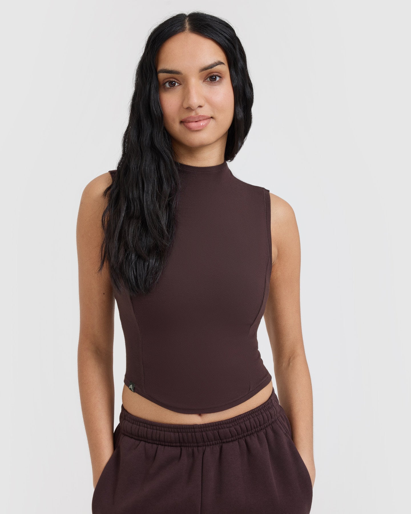 Mellow Rib Mid Mock Neck Tank | Plum Brown - Image 4