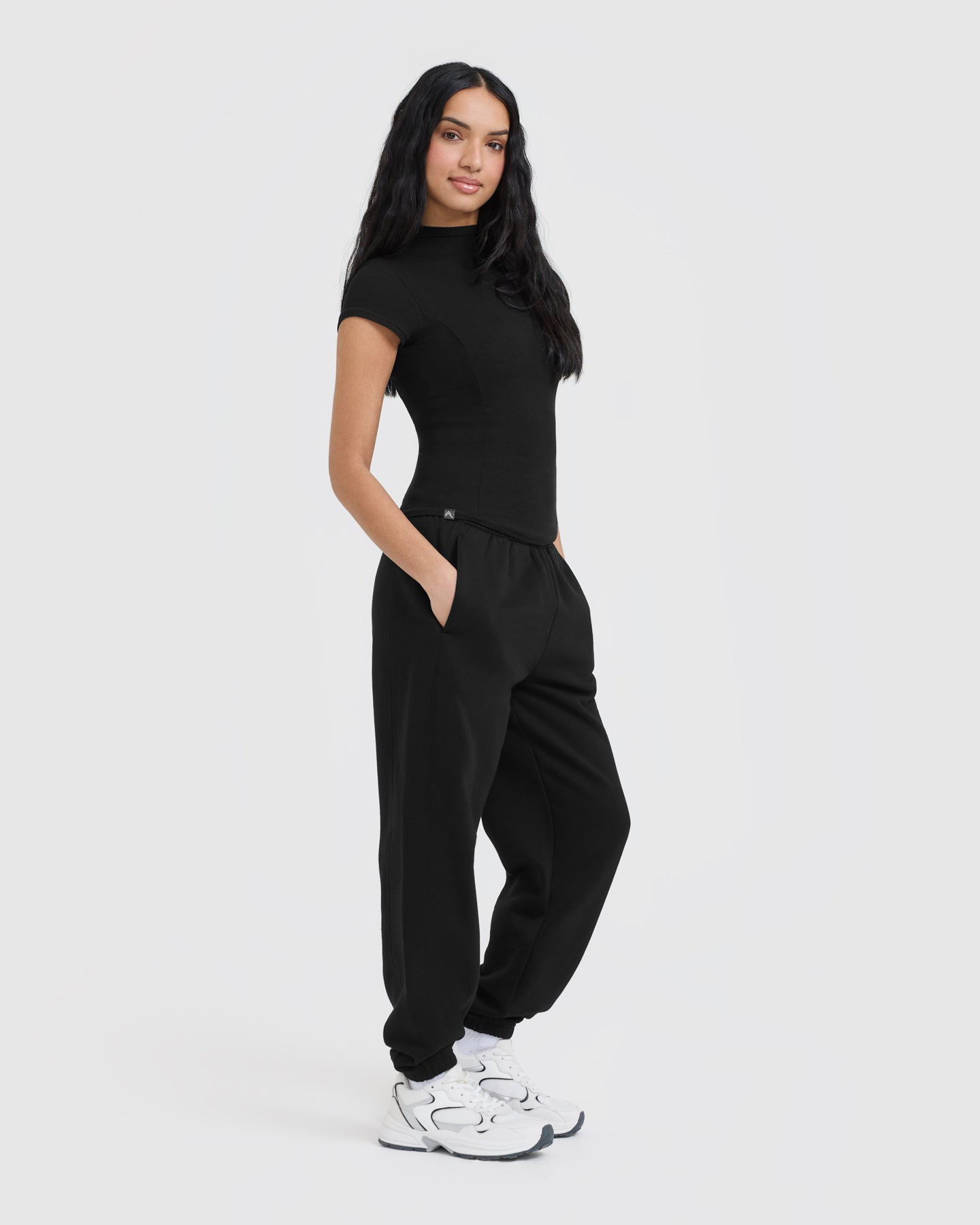 Mellow Rib Mock Neck T-Shirt | Black - Image 3