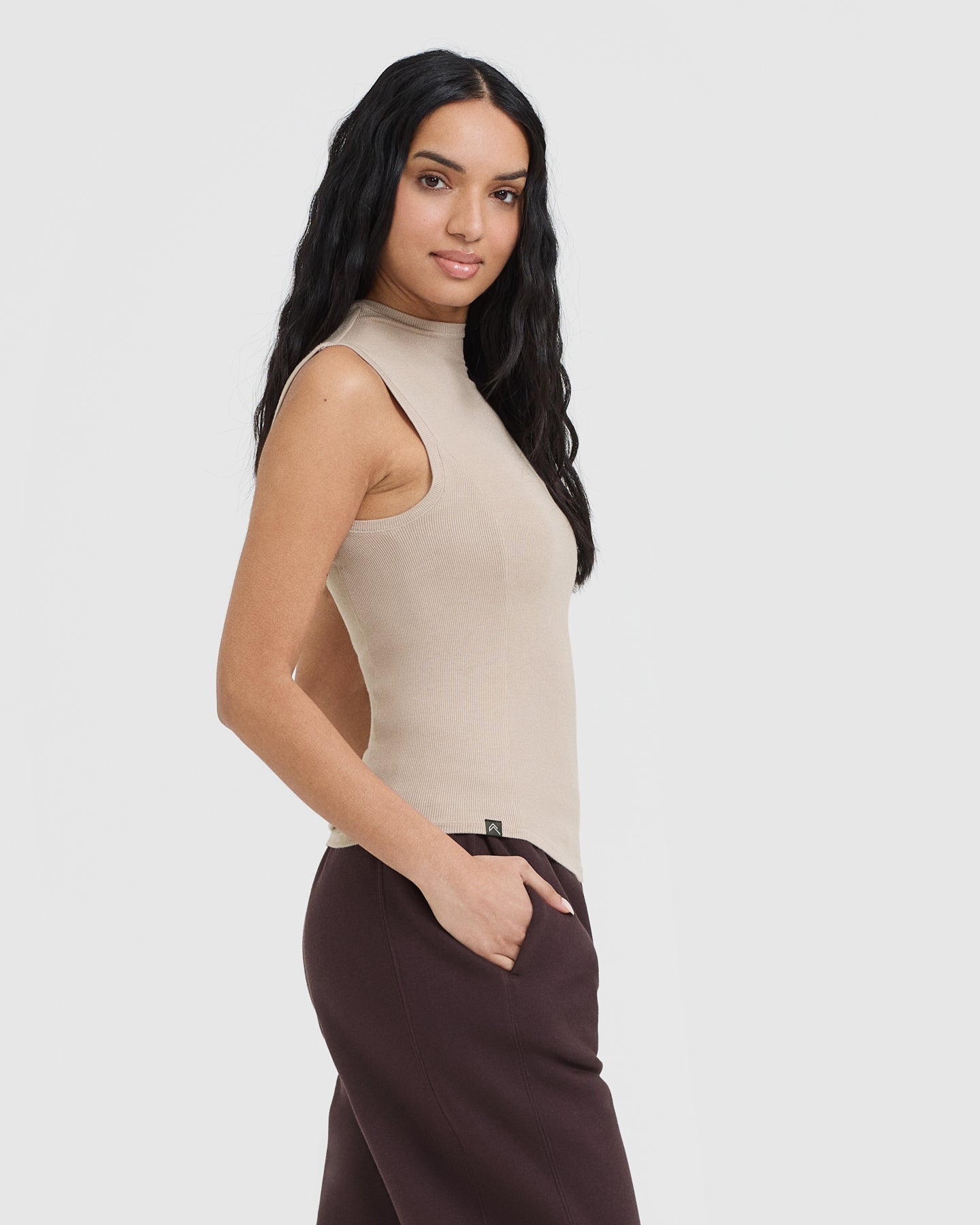 Mellow Rib Mock Neck Tank | Mushroom Brown - Image 3