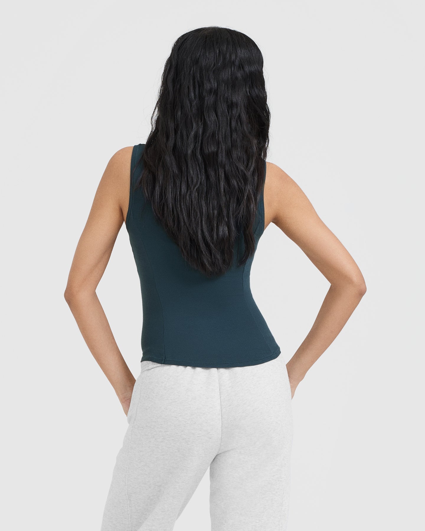 Mellow Rib Mock Neck Tank | Oil Blue - Image 2