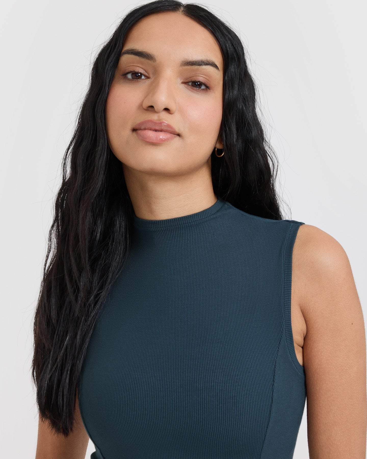 Mellow Rib Mock Neck Tank | Oil Blue - Image 4