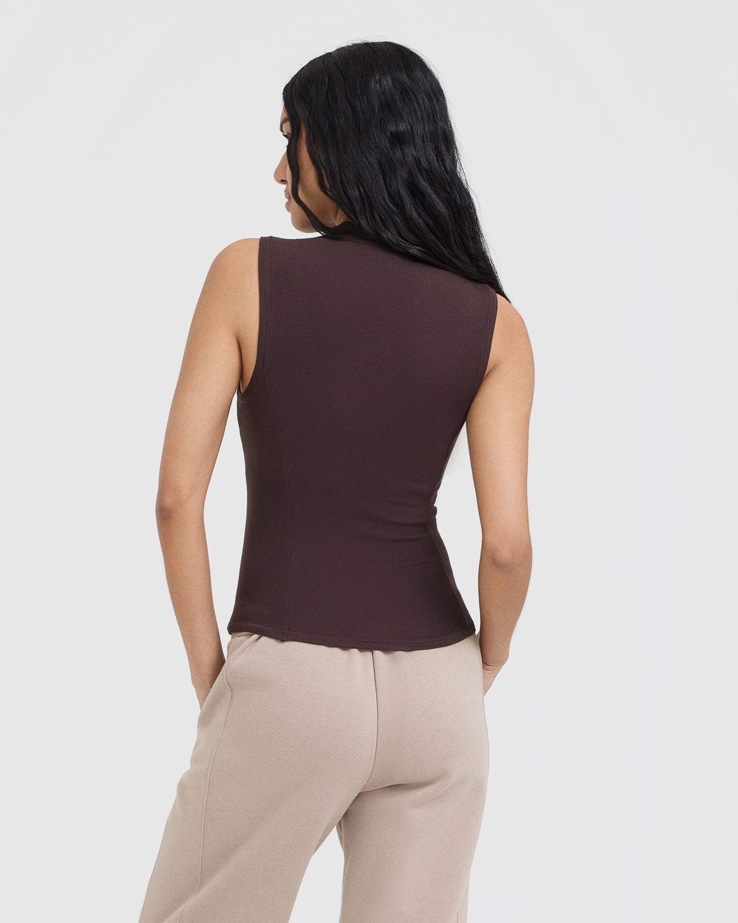 Mellow Rib Mock Neck Tank | Plum Brown - Image 2