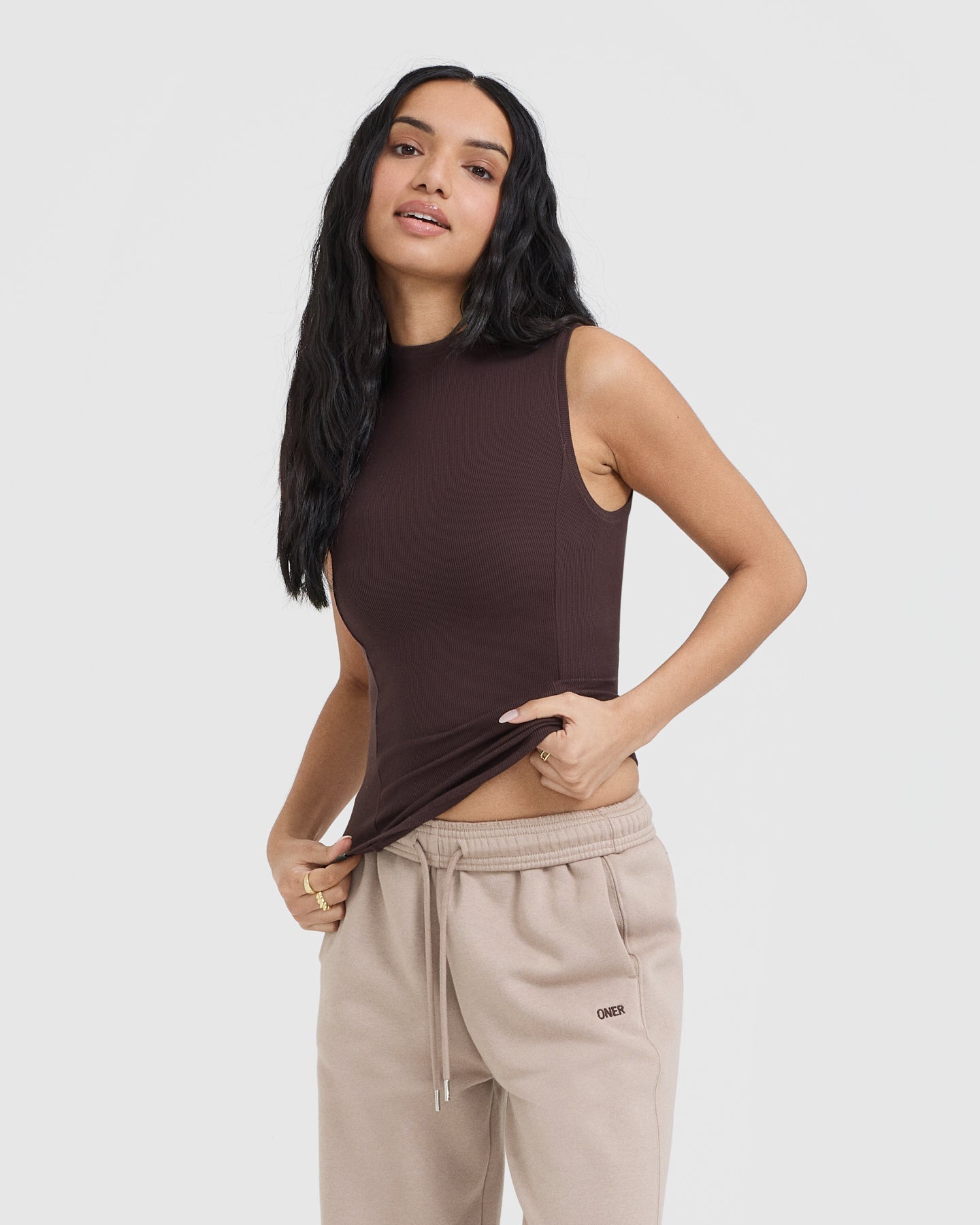 Mellow Rib Mock Neck Tank | Plum Brown - Image 3