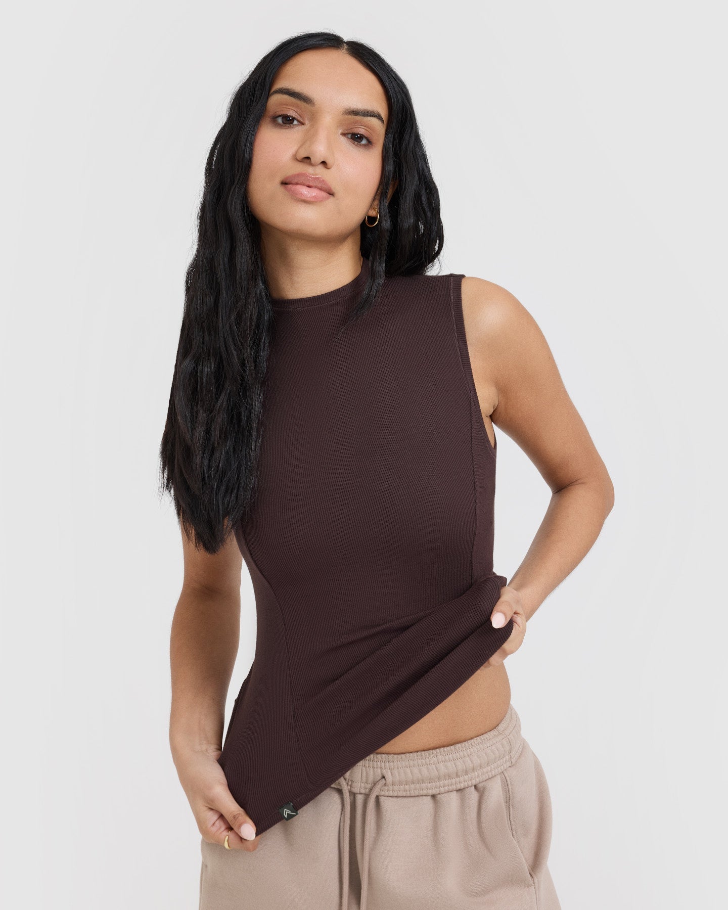 Mellow Rib Mock Neck Tank | Plum Brown - Image 4