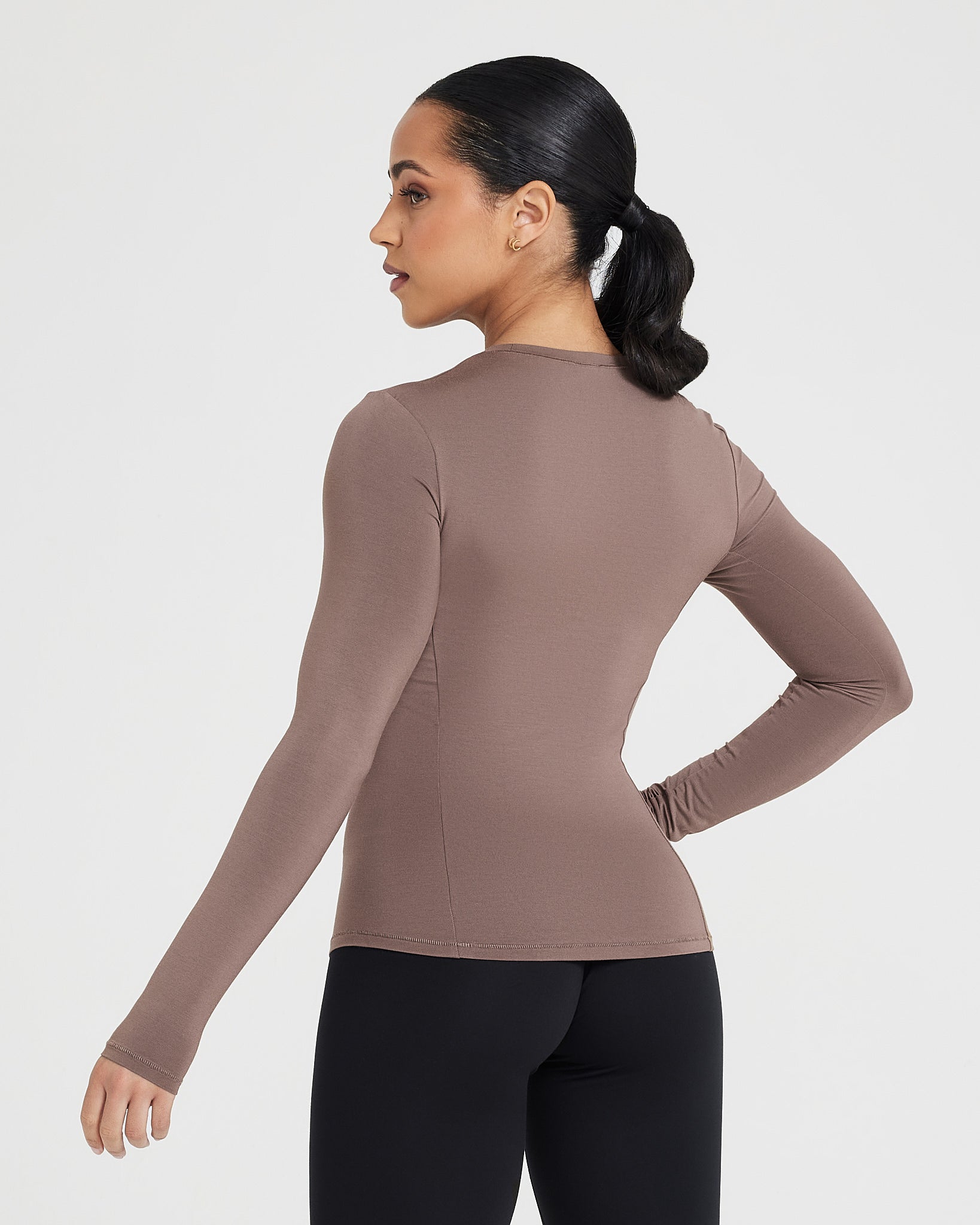 Mellow Soft Long Sleeve Top | Cool Brown - Image 2