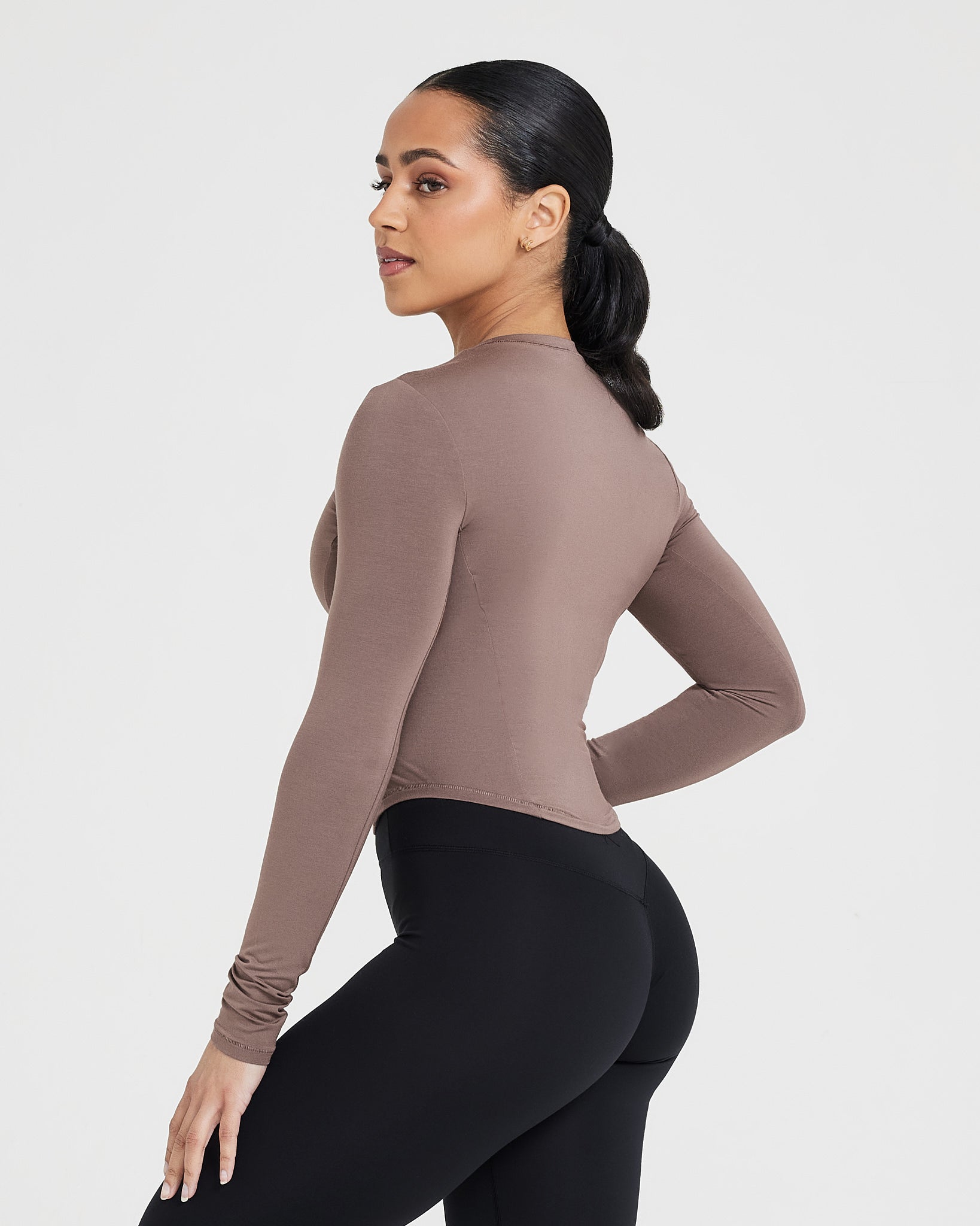 Mellow Soft Mid Long Sleeve Top | Cool Brown - Image 2
