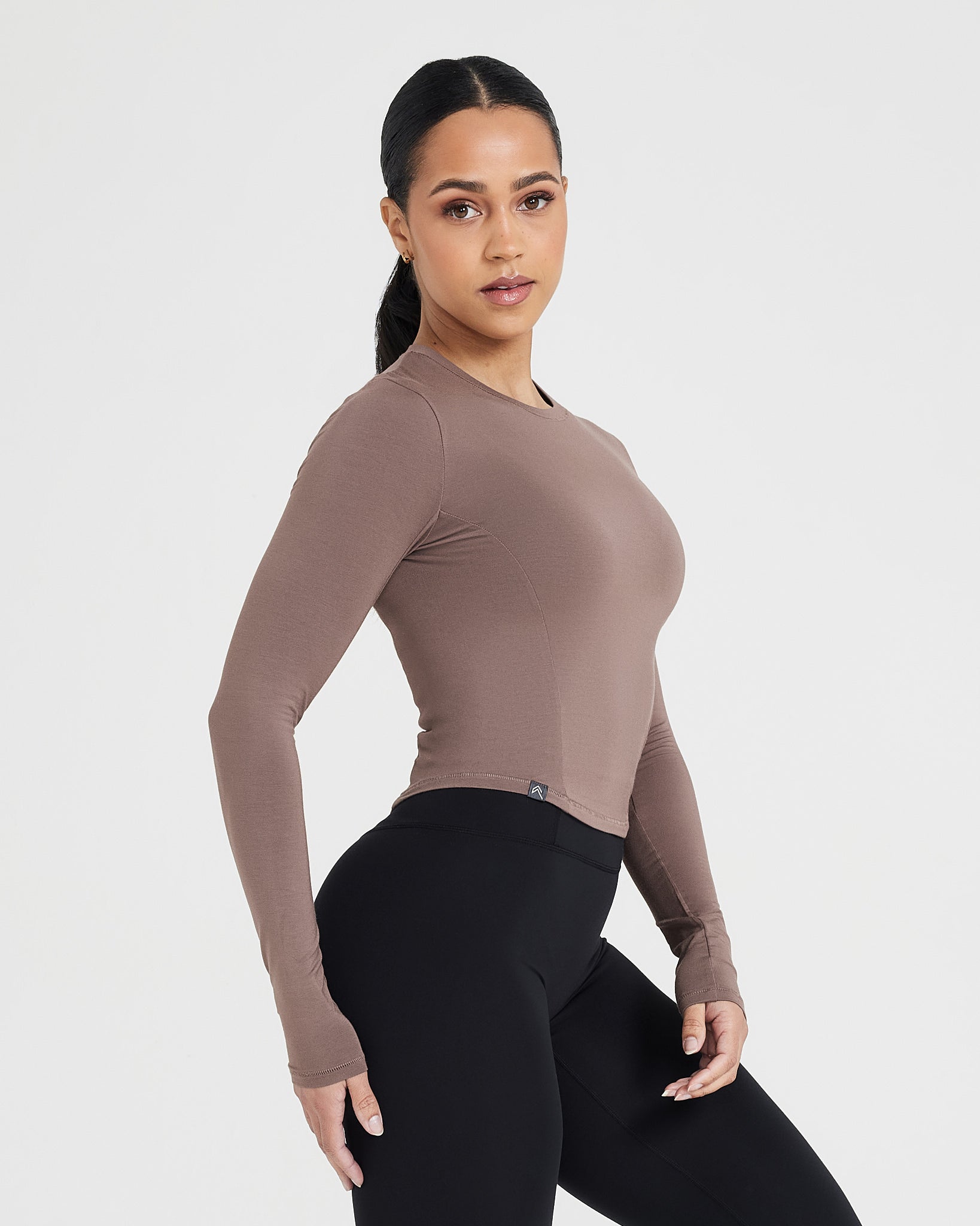 Mellow Soft Mid Long Sleeve Top | Cool Brown - Image 3