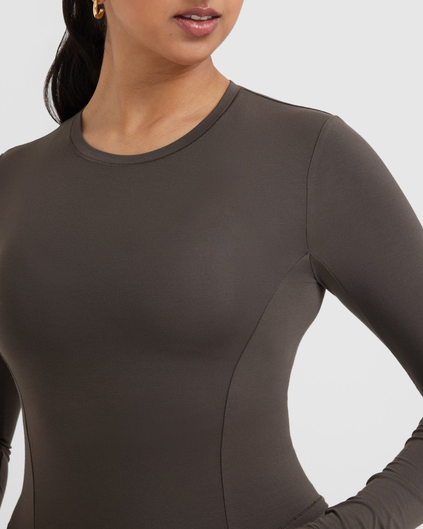 Mellow Soft Mid Long Sleeve Top | Deep Taupe - Image 4