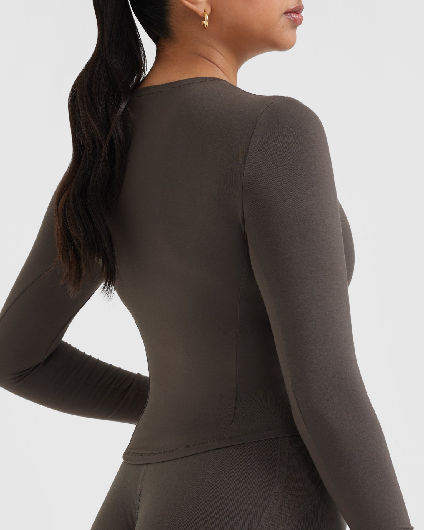 Mellow Soft Mid Long Sleeve Top | Deep Taupe - Image 5