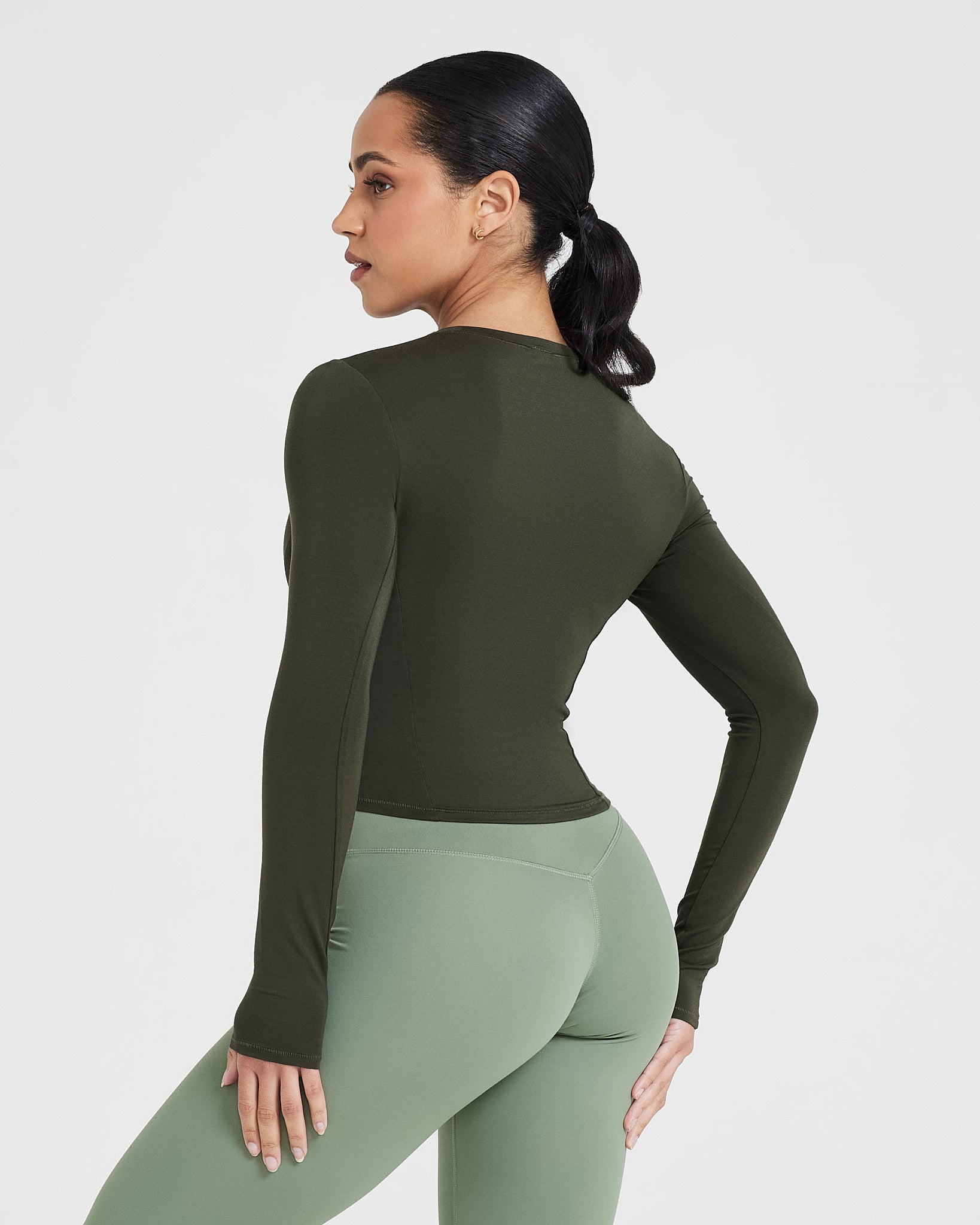 Mellow Soft Mid Long Sleeve Top | Khaki - Image 2