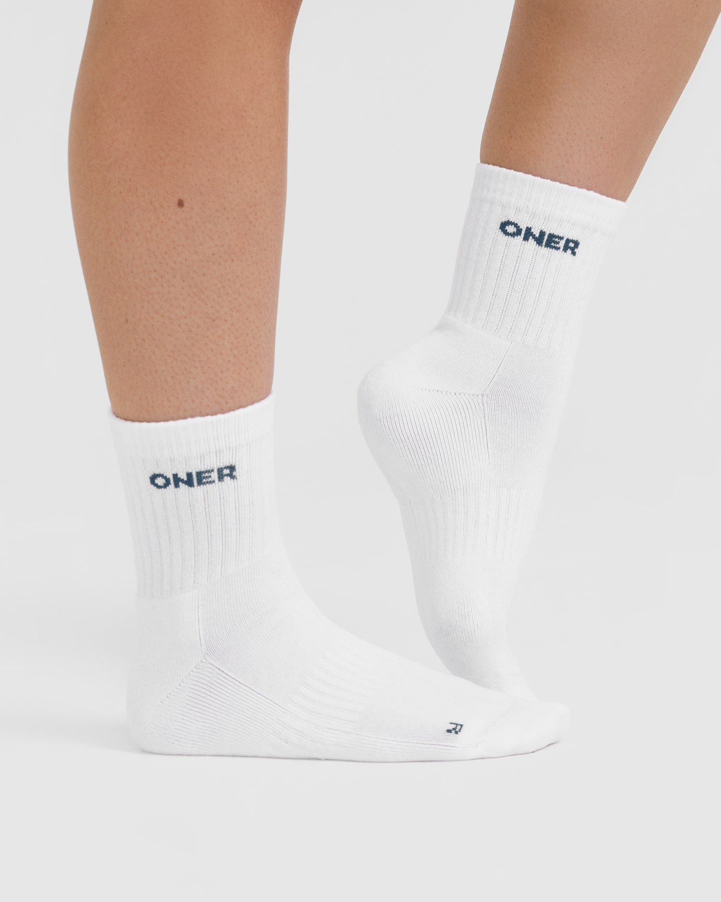 Mid Crew Socks 2 Pack | White/Mushroom Brown/Oil Blue - Image 3