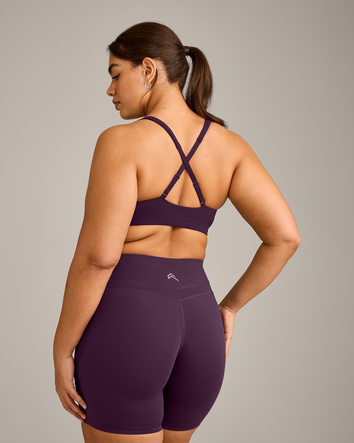 EasyLift Cross Back Sports Bra with Grey Logo | Blackberry Purple - Image 5