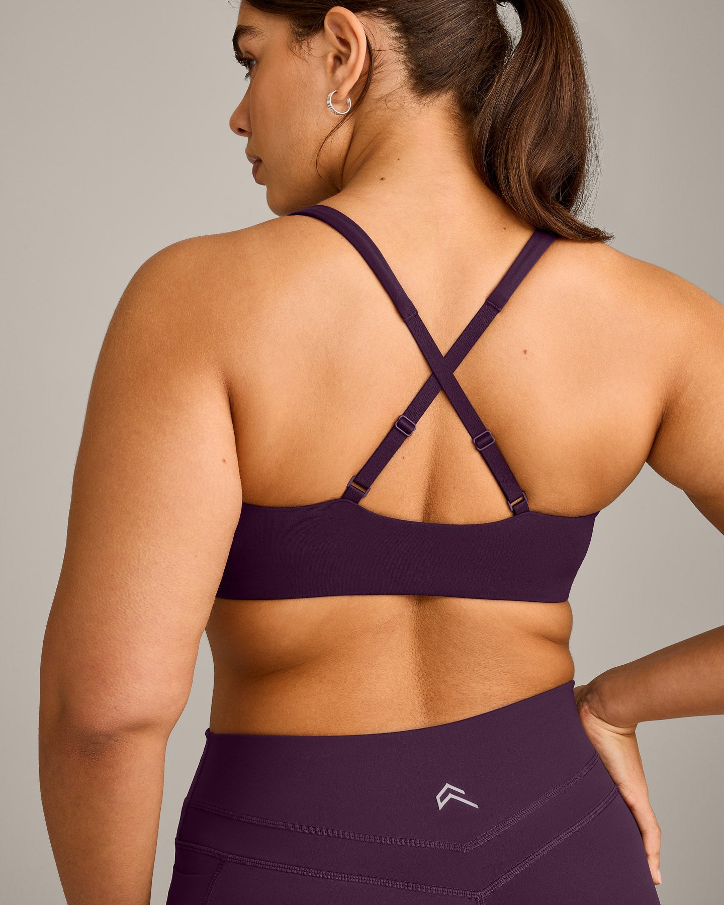 EasyLift Cross Back Sports Bra with Grey Logo | Blackberry Purple - Image 6