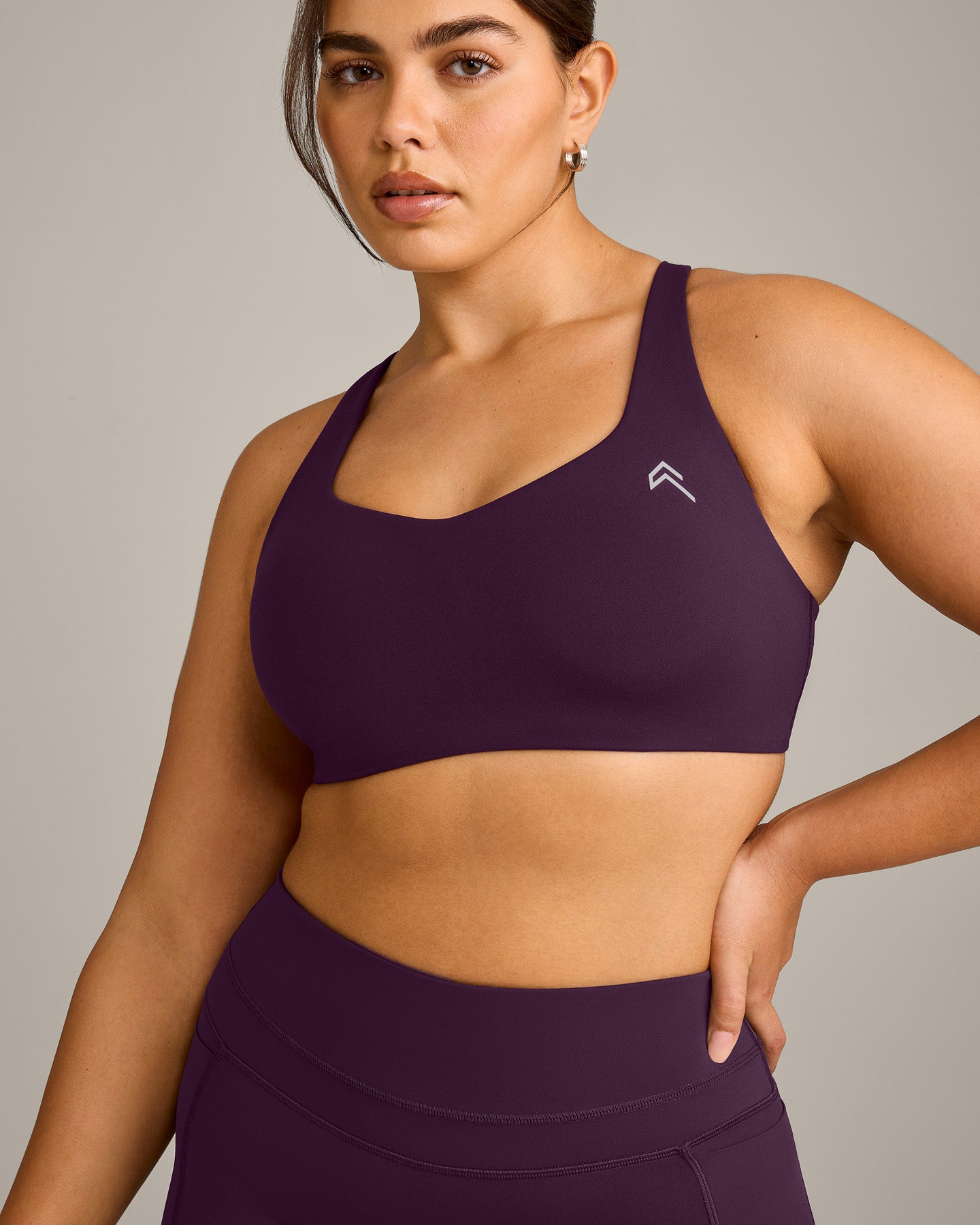 EasyLift Cross Back Sports Bra with Grey Logo | Blackberry Purple - Image 4