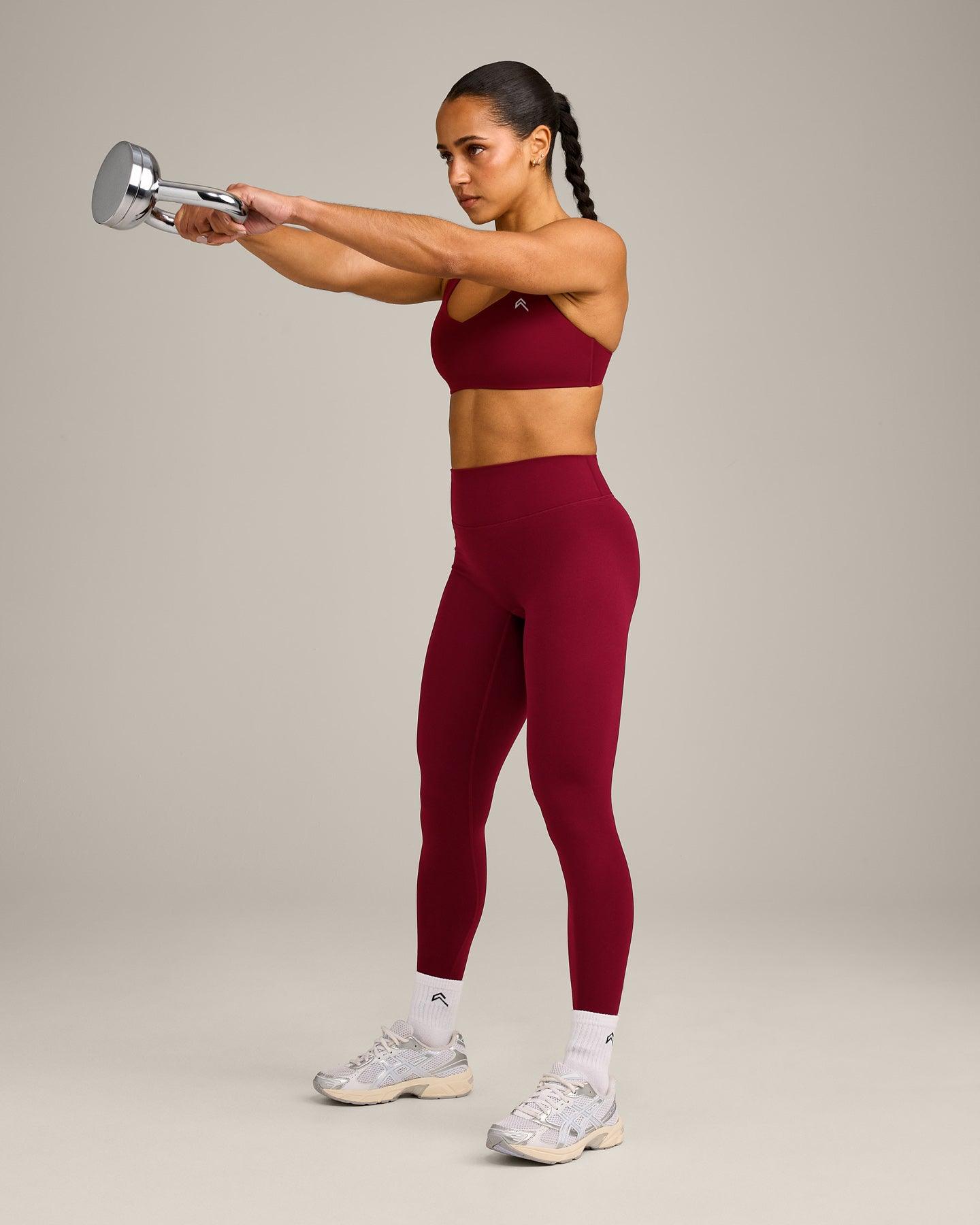 EasyLift Cross Back Sports Bra with Grey Logo | Ruby Red - Image 3