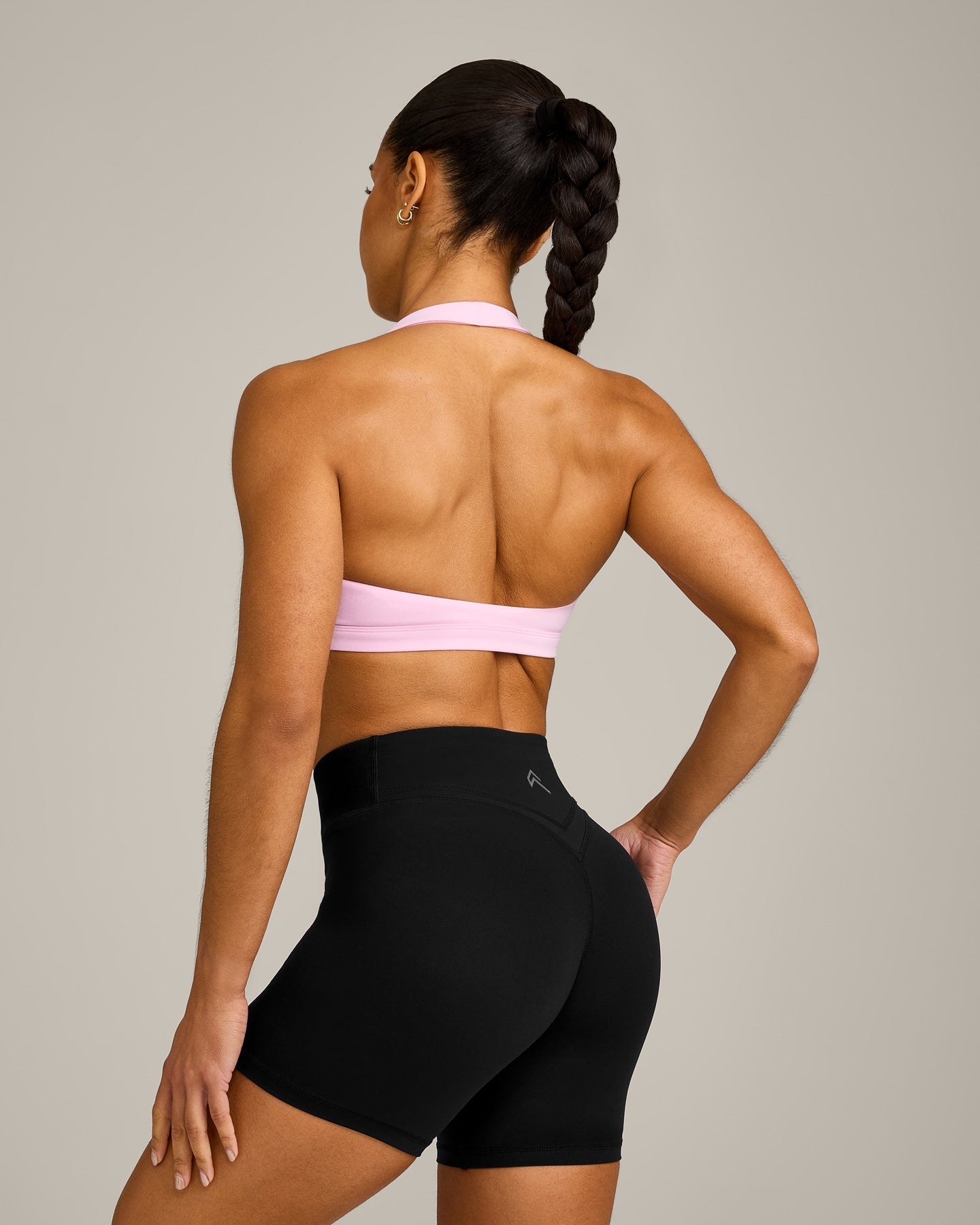 EasyLift Halter Bralette with Grey Logo | Chalk Pink - Image 6