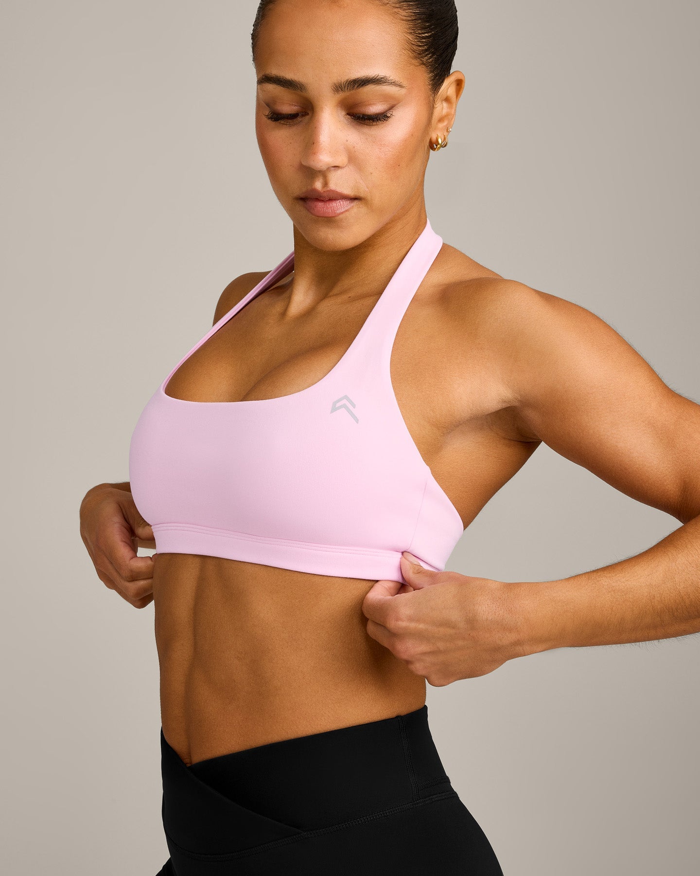 EasyLift Halter Bralette with Grey Logo | Chalk Pink - Image 4
