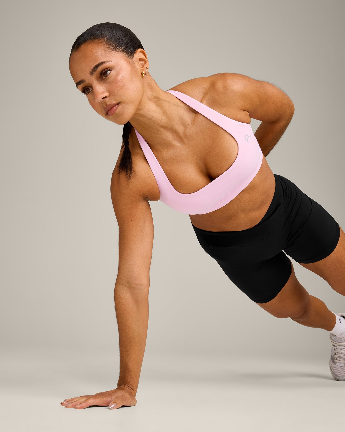 EasyLift Halter Bralette with Grey Logo | Chalk Pink - Image 5