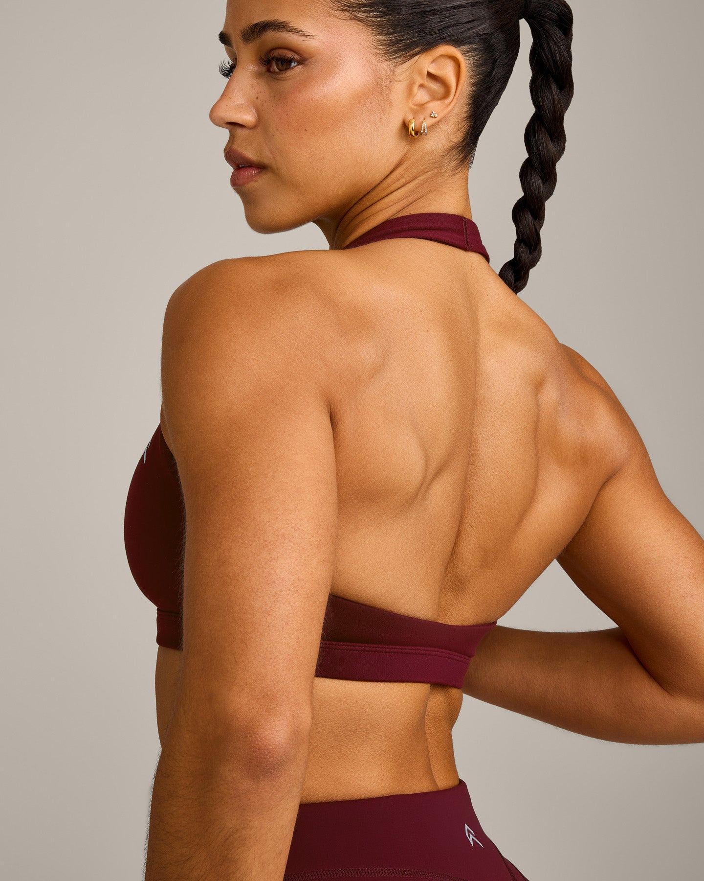 EasyLift Halter Bralette with Grey Logo | Rosewood - Image 4