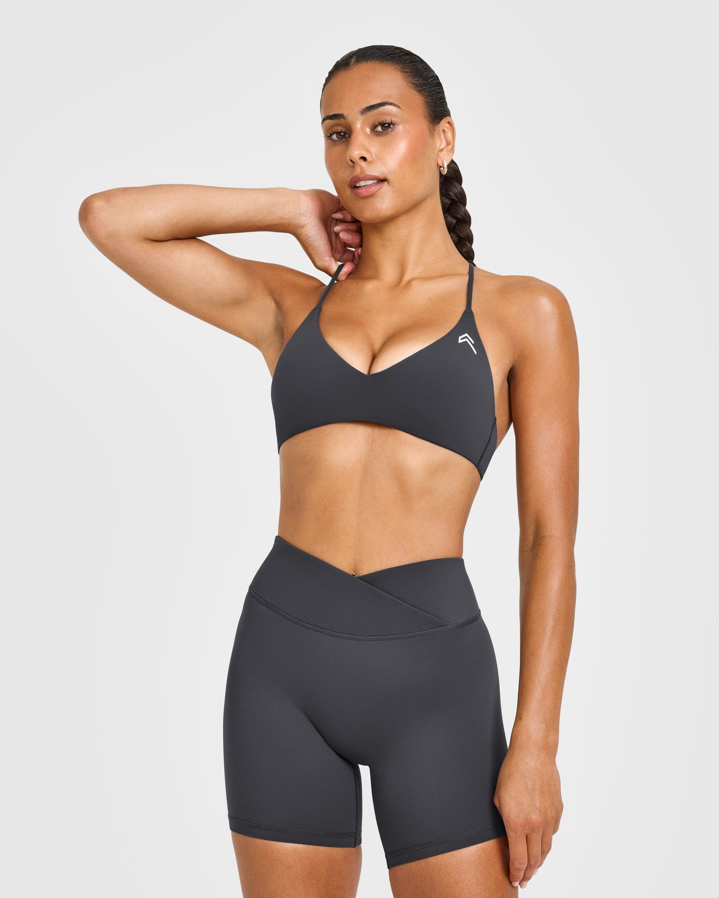 EasyLift Ultra Minimal Bralette with White Logo | Coal