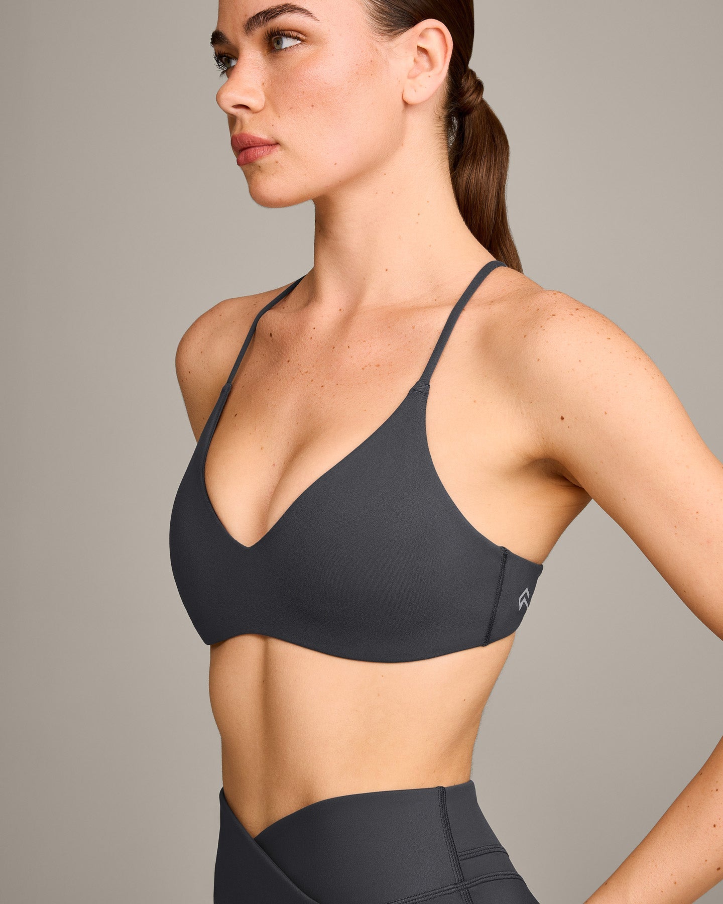 Alternative view of EasyLift Ultra Minimal Bralette with Grey Logo | Coal