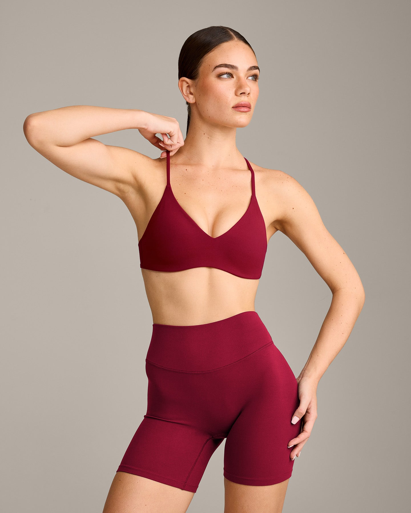 EasyLift Ultra Minimal Bralette with Grey Logo | Ruby Red