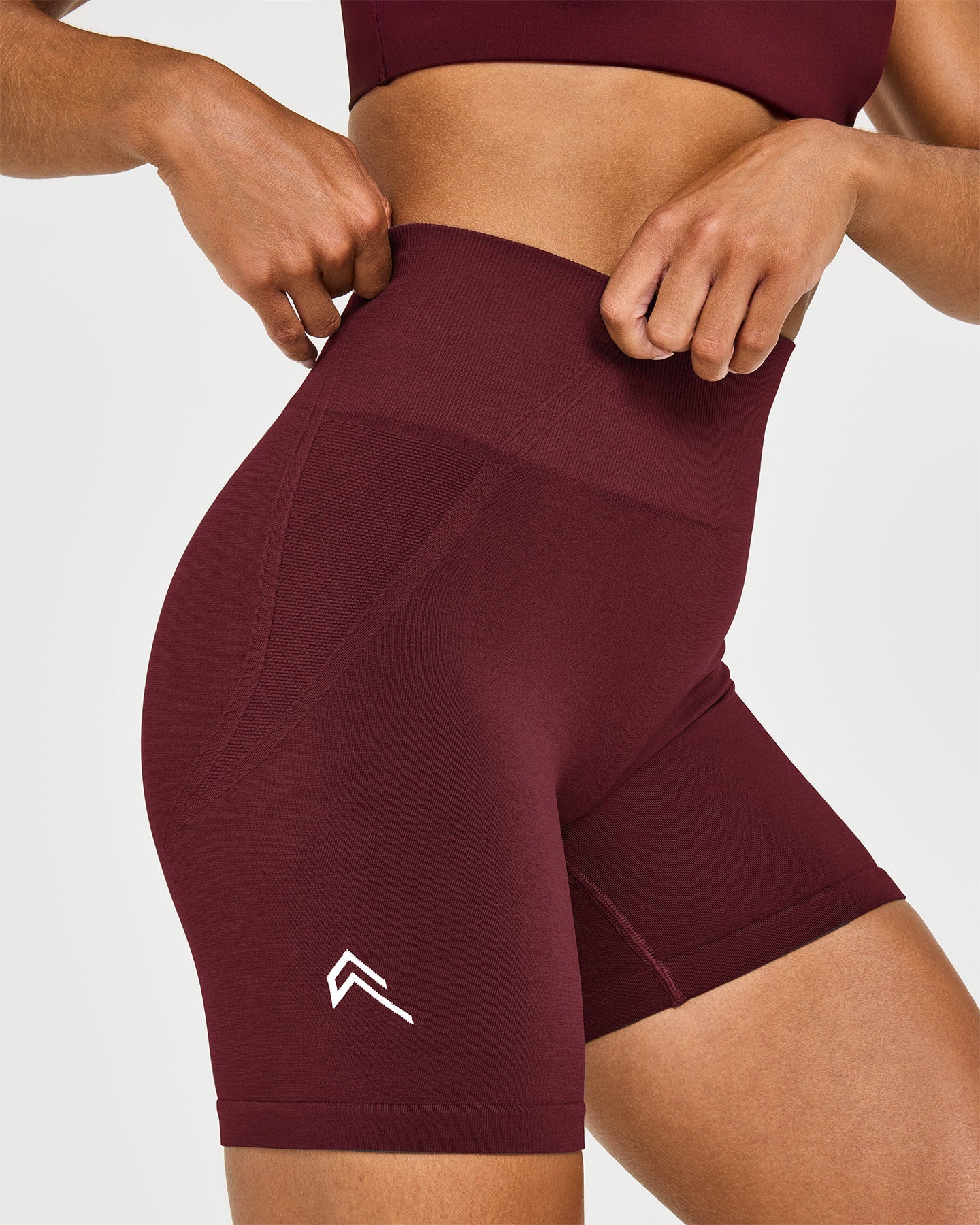 EffortlessLift Seamless Shorts with White Logo | Rosewood - Image 5