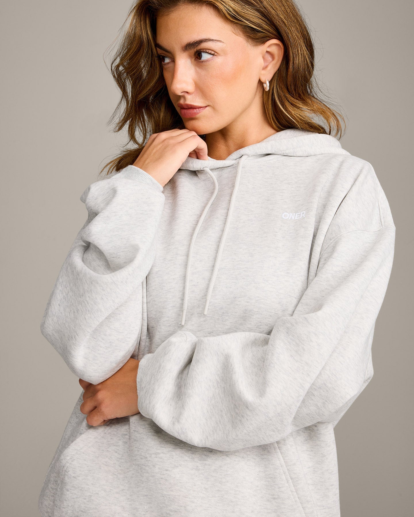 Alternative view of Foundations Cosy Oversized Hoodie | Light Grey Marl