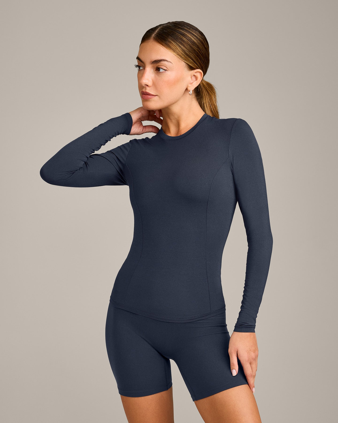 Mellow Motion Crew Neck Long Sleeve Top | True Blue