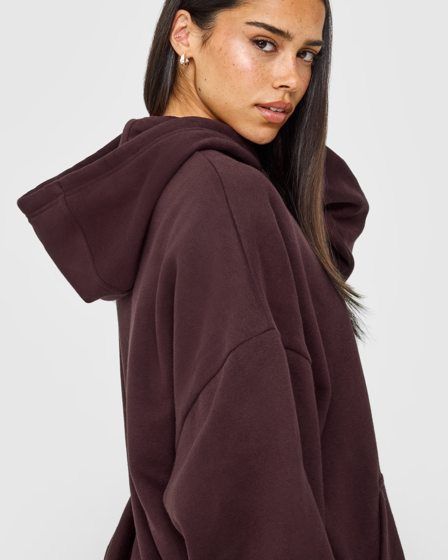 Mid Weight Relaxed Hoodie | Plum Brown - Image 4