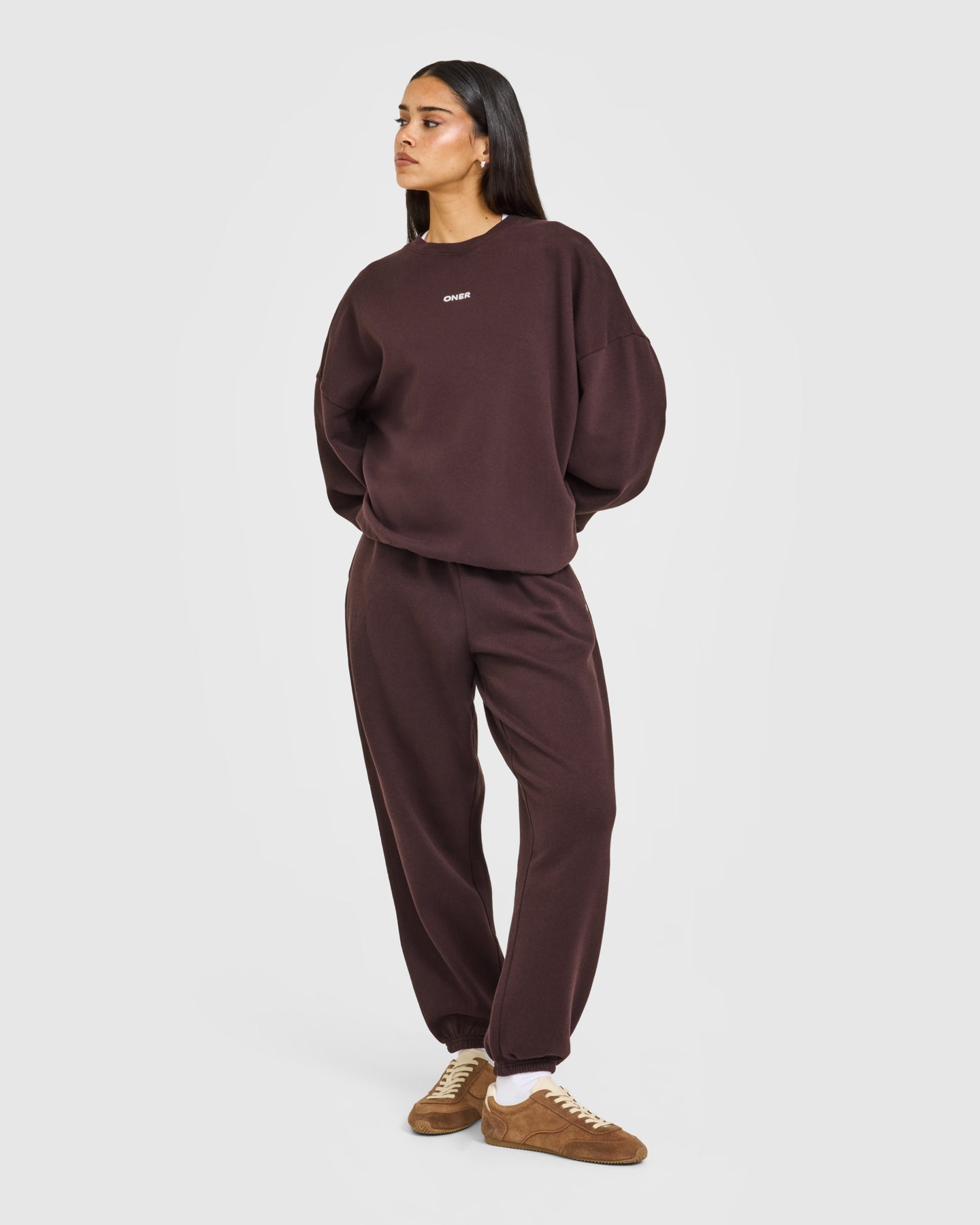 Mid Weight Relaxed Joggers | Plum Brown - Image 3