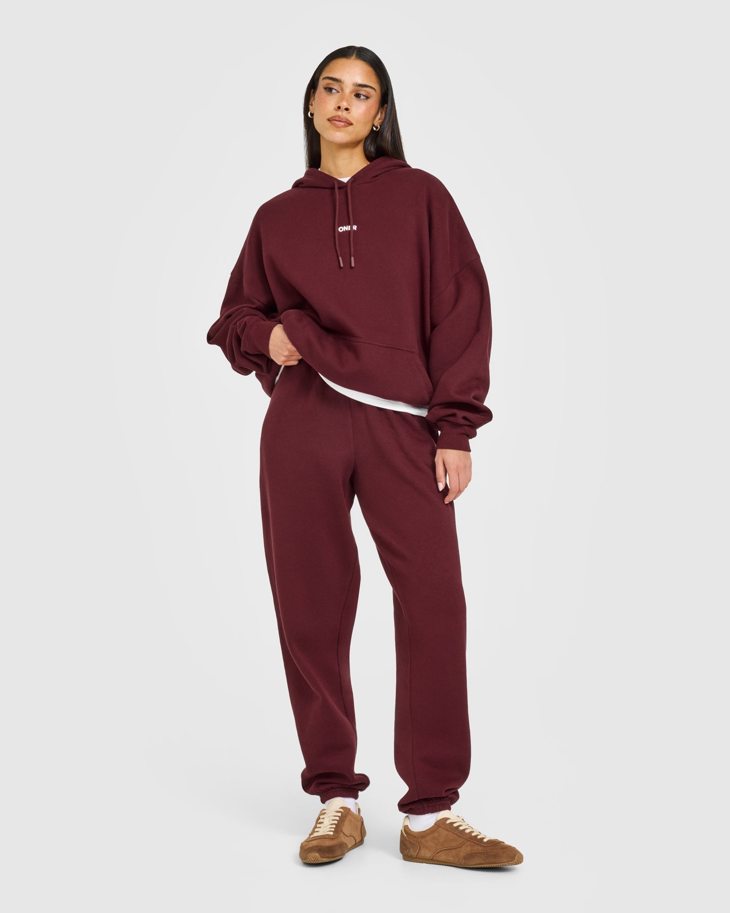 Mid Weight Relaxed Joggers | Rosewood - Image 3