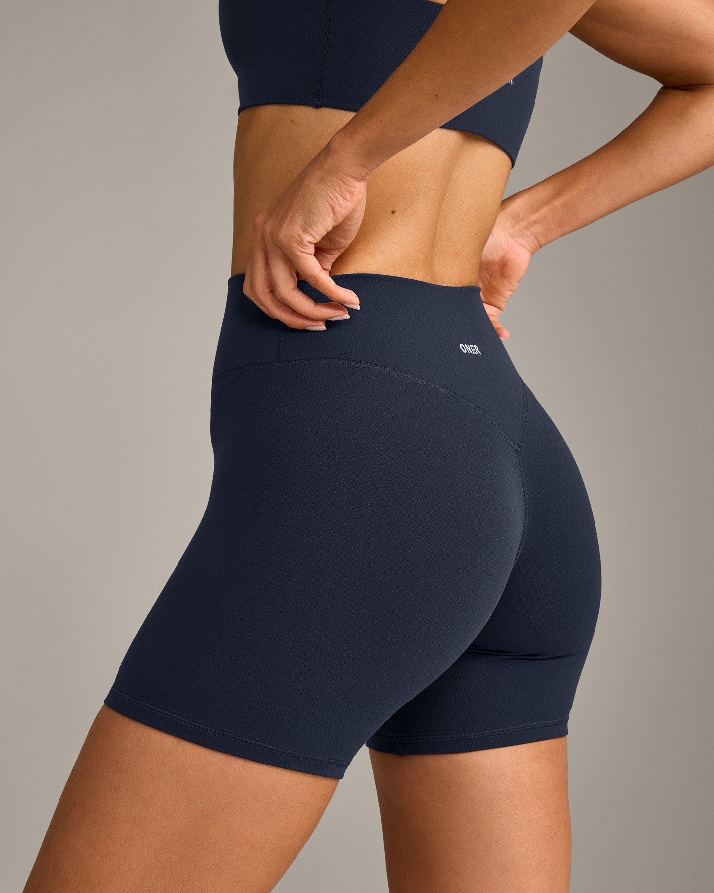SoftMotion High Waisted Shorts 6" with Grey Logo | True Blue - Image 4