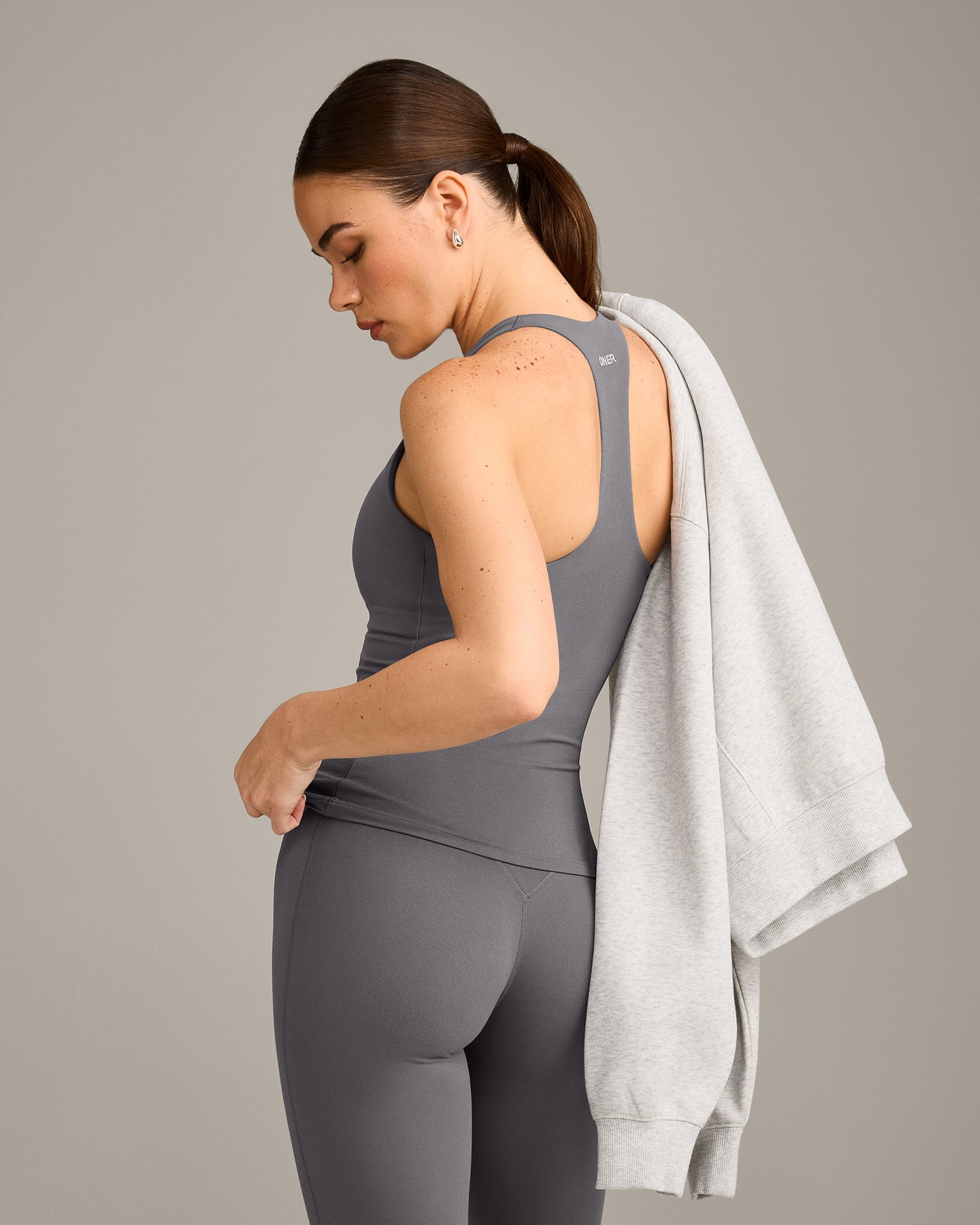 SoftMotion Racer Back Vest with Built in Bra Shelf with Grey Logo | Ash Grey - Image 2