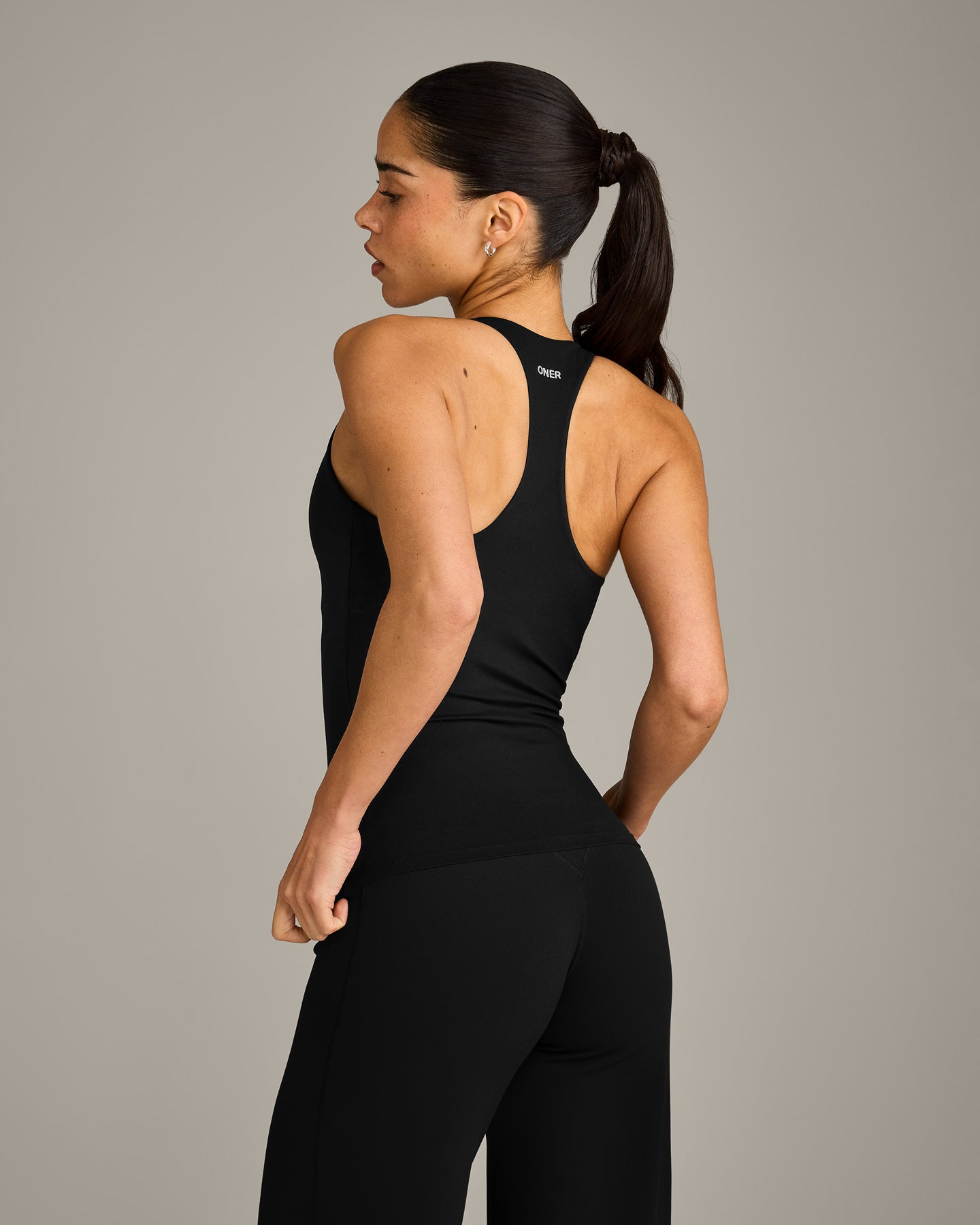 SoftMotion Racer Back Vest with Built in Bra Shelf with Grey Logo | Black - Image 2