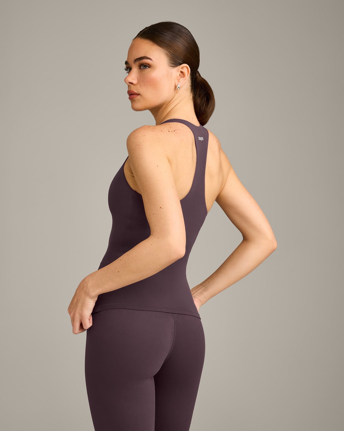 SoftMotion Racer Back Vest with Built in Bra Shelf with Grey Logo | Dark Umber Brown - Image 2