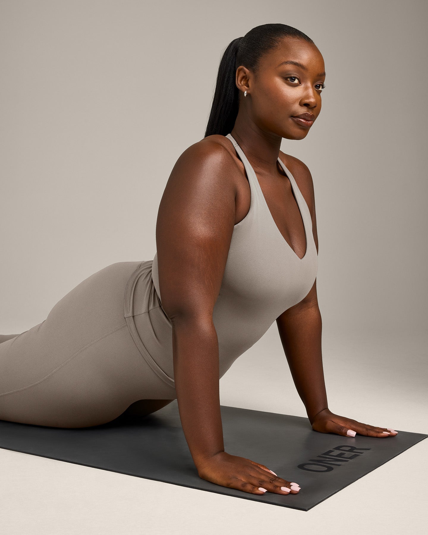SoftMotion Racer Back Vest with Built in Bra Shelf with White Logo | Warm Sand - Image 2