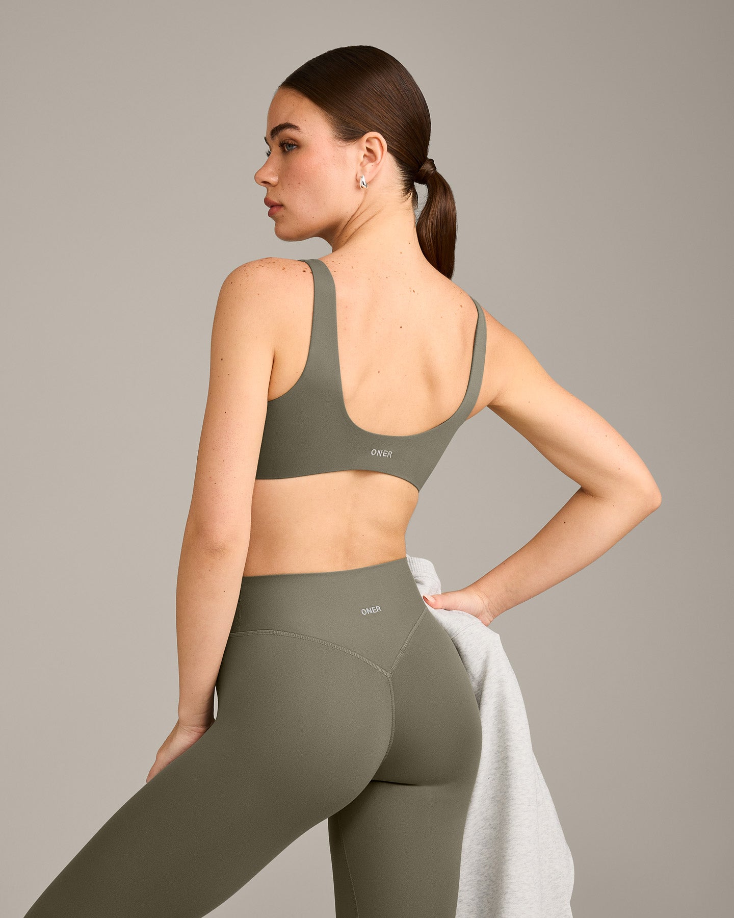 SoftMotion Scoop Back Bralette with Grey Logo | Alpine Green - Image 2